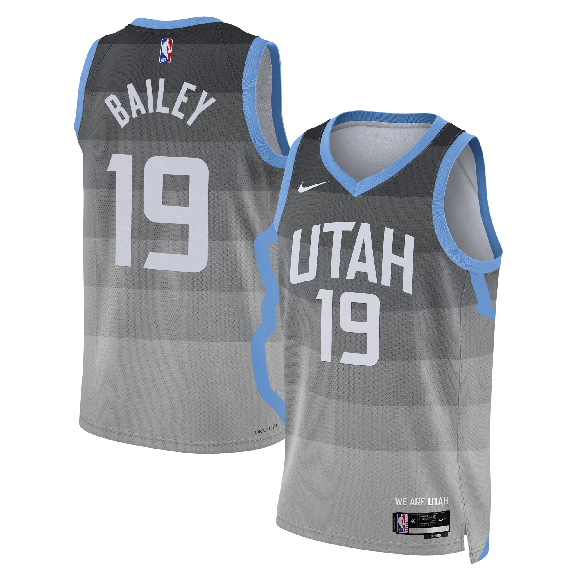 Utah Jazz Nike 2025/26 City Edition Swingman Jersey - Gray - Ace Bailey - Unisex NBA Team Jersey Basketball Fan Apparel