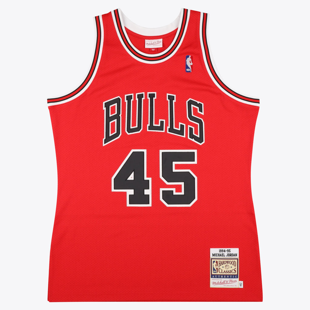 Chicago Bulls Mitchell & Ness Michael Jordan 1994-95 Road 45 Authentic Jersey - Red - Men's NBA Team Jersey Basketball Fan Apparel