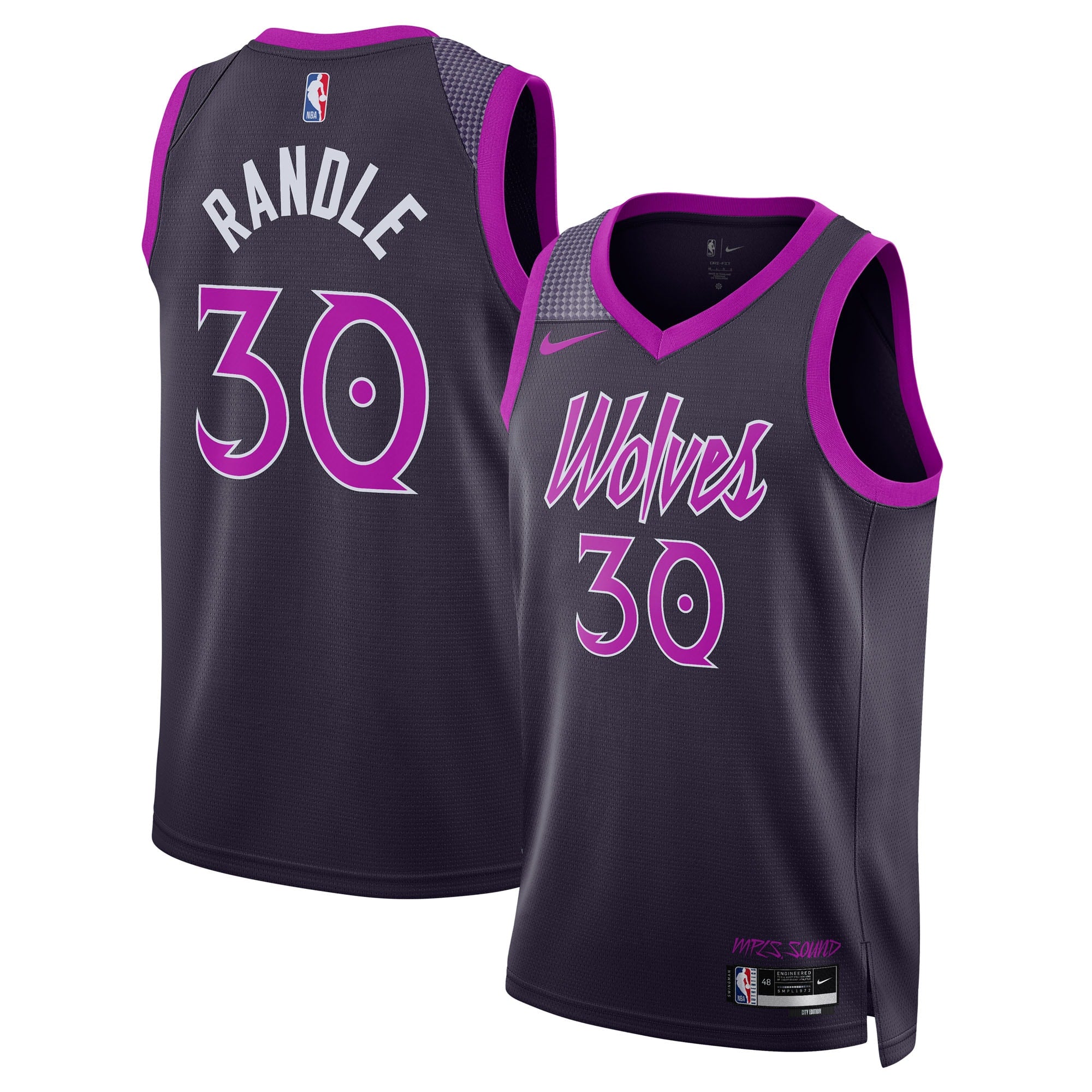 Minnesota Timberwolves Nike 2025/26 City Edition Swingman Jersey - Black - Julius Randle - Unisex NBA Team Jersey Basketball Fan Apparel