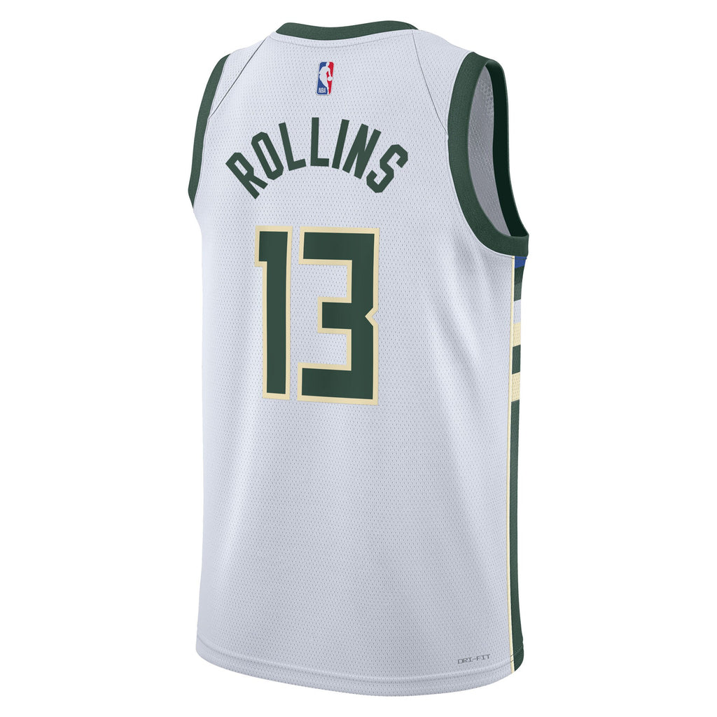 Milwaukee Bucks Nike Association Edition Swingman Jersey - White - Ryan Rollins - Unisex NBA Team Jersey Basketball Fan Apparel