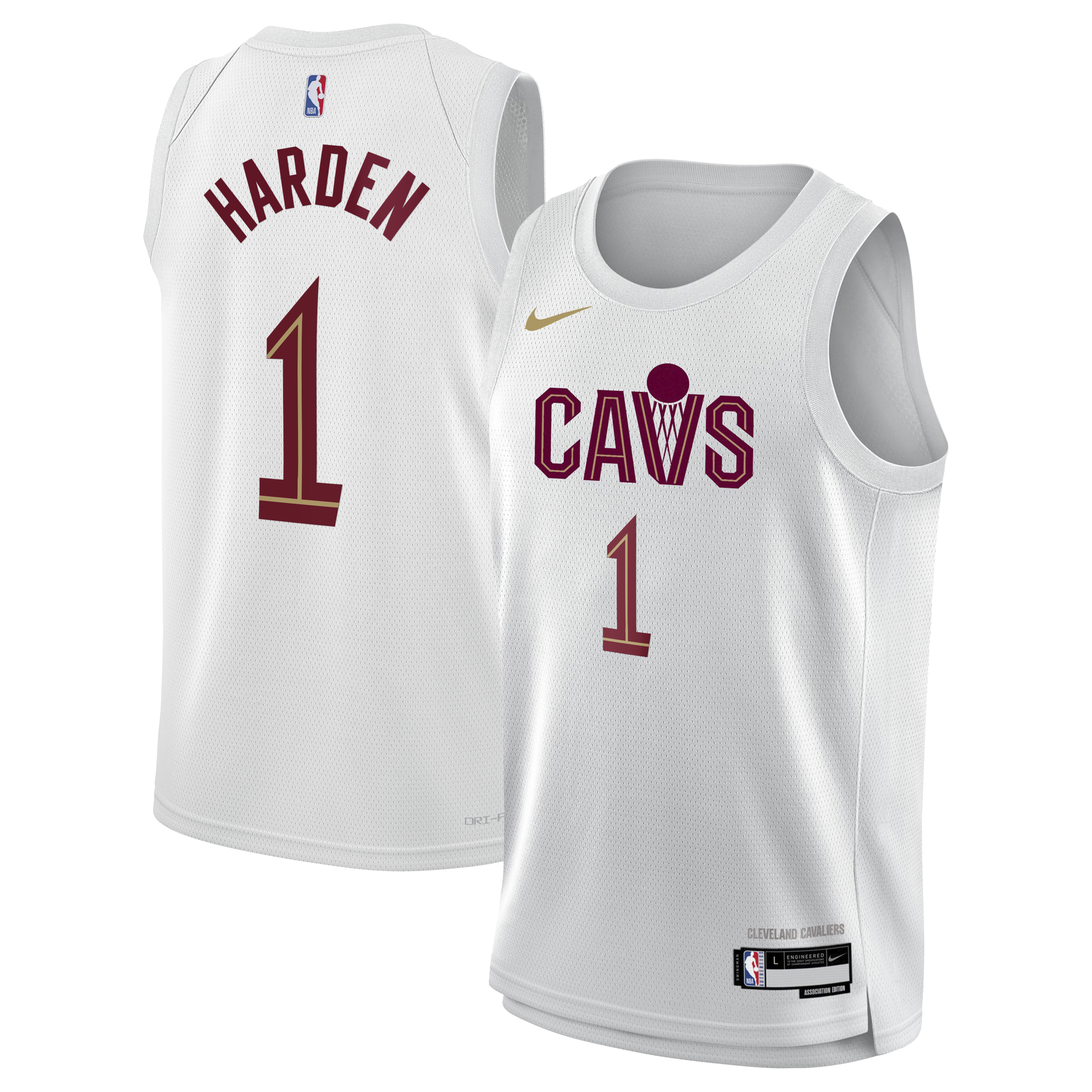 Cleveland Cavaliers Nike Association Edition Swingman Jersey - White - James Harden - Youth NBA Team Jersey Basketball Fan Apparel