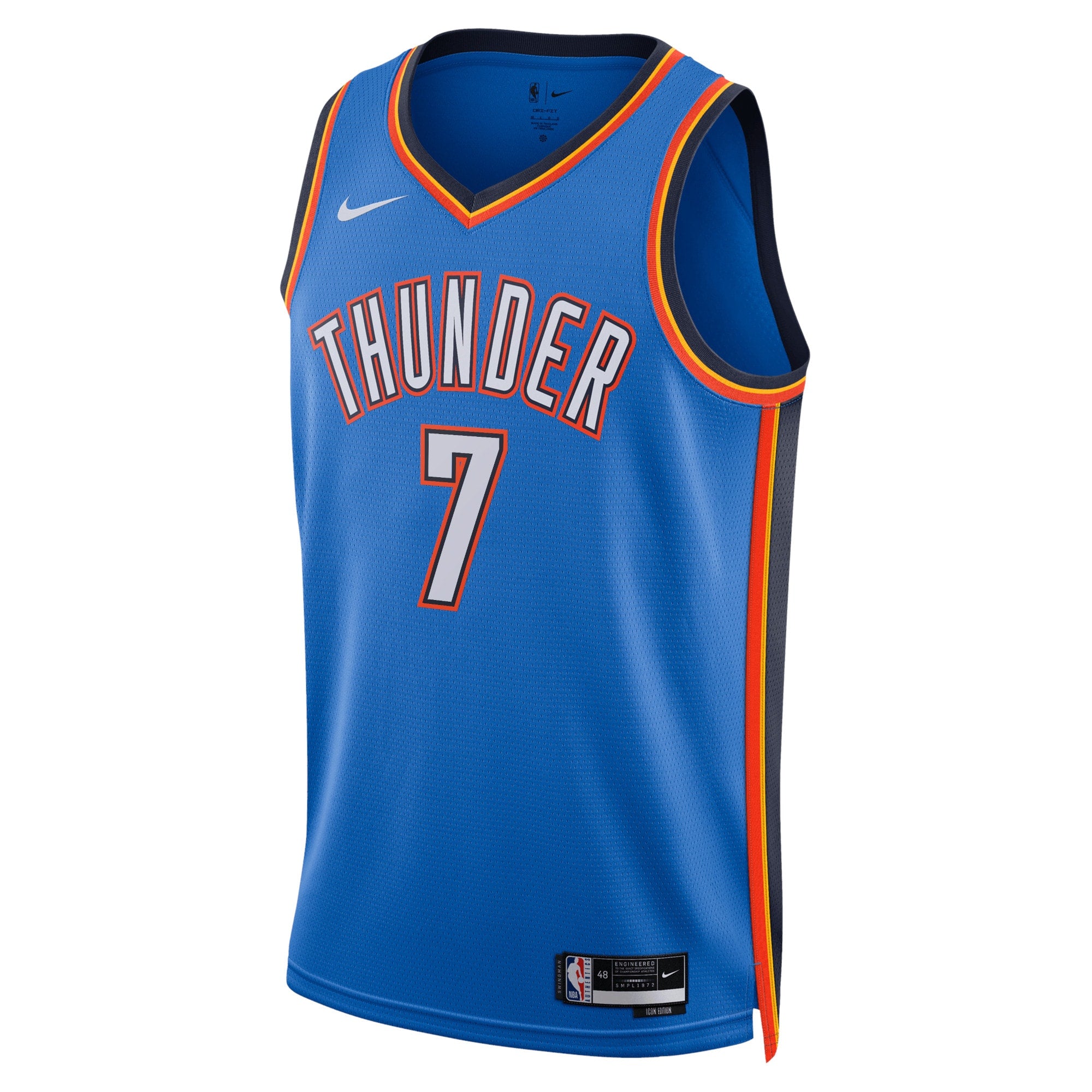 Oklahoma City Thunder Nike Icon Edition Swingman Jersey - Blue - Chet Holmgren - Unisex NBA Team Jersey Basketball Fan Apparel
