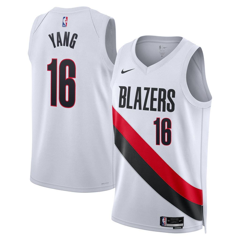 Portland Trail Blazers Nike Replica Association Edition Swingman Jersey - White - Yang Hansen - Unisex NBA Team Jersey Basketball Fan Apparel