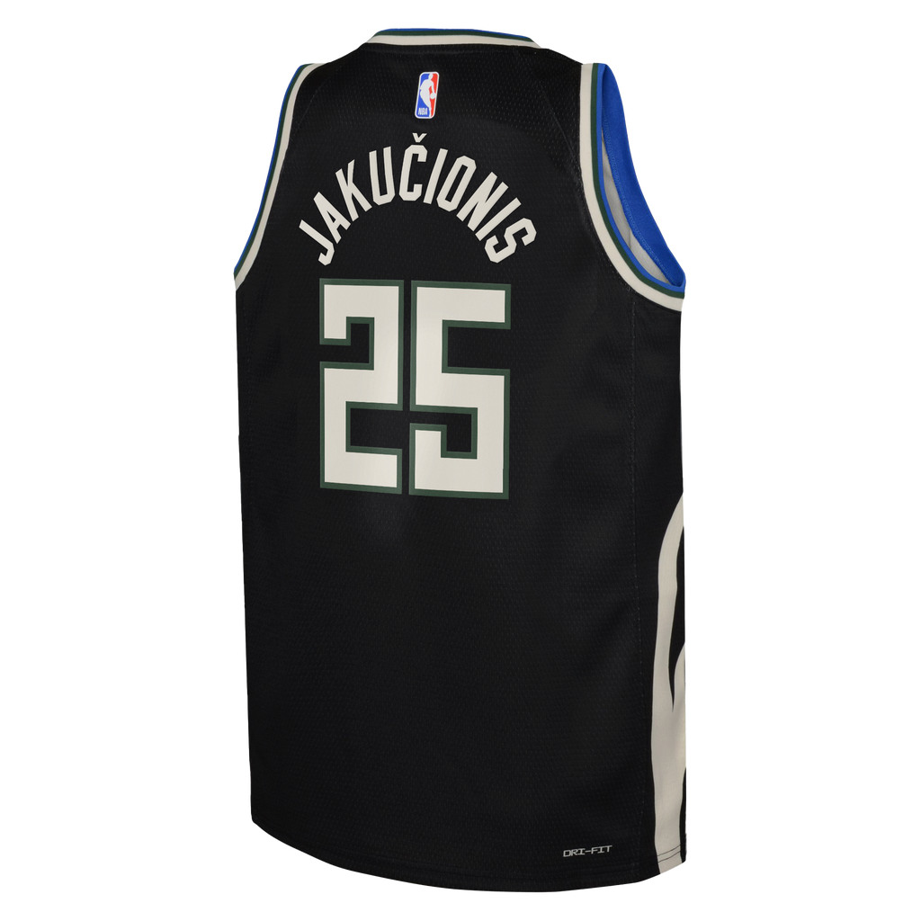 Milwaukee Bucks Jordan Brand Statement Edition Swingman Jersey - Hunter Green - Kasparas Jakučionis - Youth NBA Team Jersey Basketball Fan Apparel