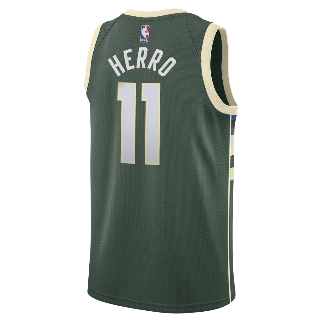 Milwaukee Bucks Nike Icon Edition Swingman Jersey - Hunter Green - Tyler Herro - Youth NBA Team Jersey Basketball Fan Apparel