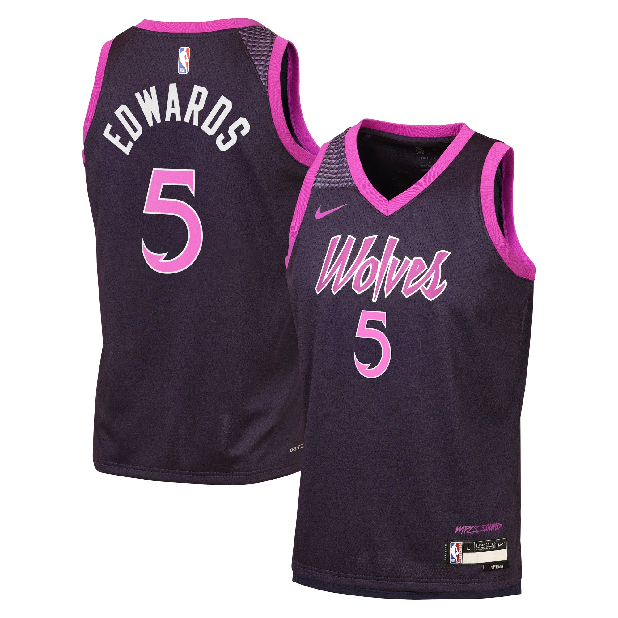 Minnesota Timberwolves Nike 2025/26 City Edition Swingman Jersey - Black - Anthony Edwards - Youth NBA Team Jersey Basketball Fan Apparel