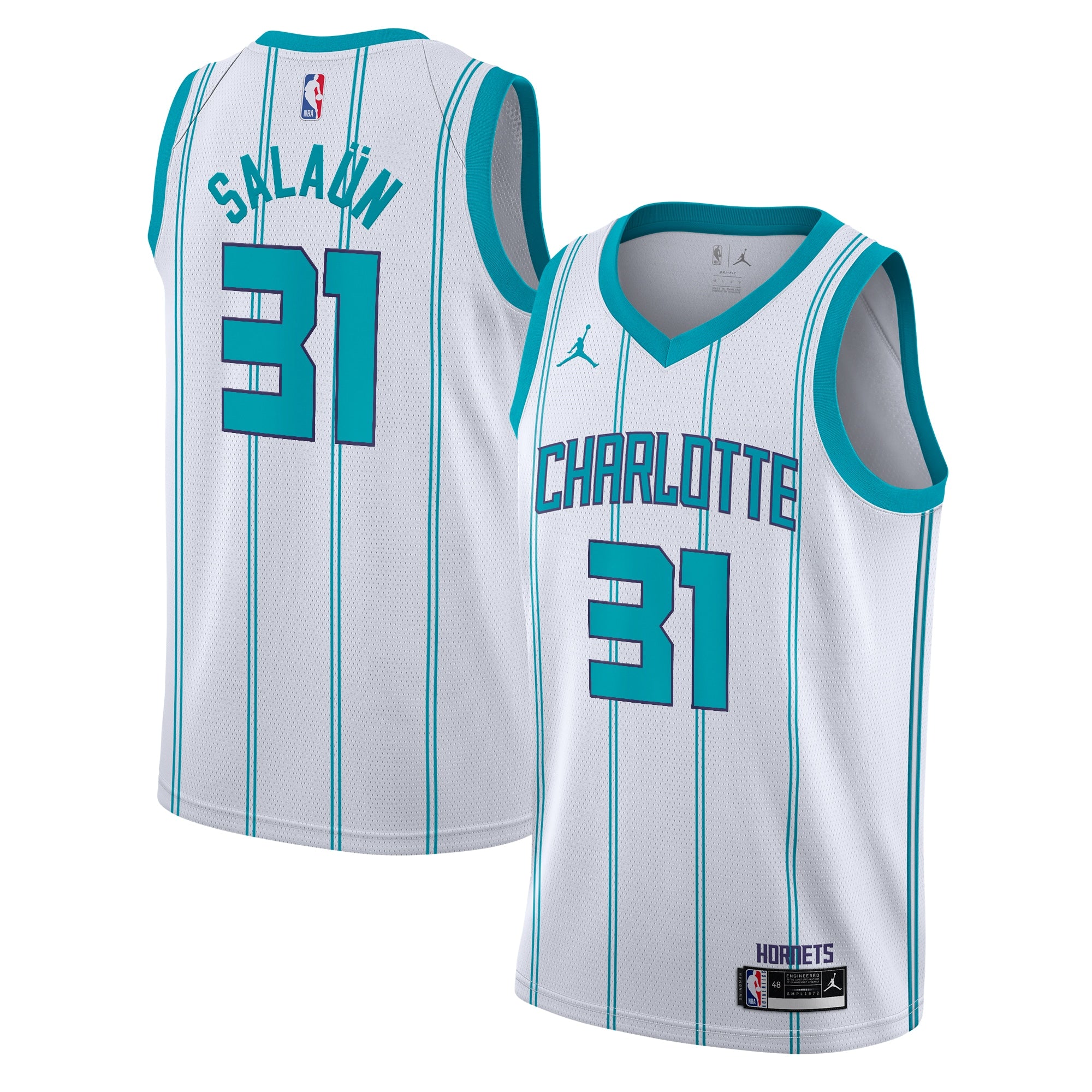 Charlotte Hornets Jordan Brand Association Edition Swingman Jersey - White - Tidjane Salaün - Youth NBA Team Jersey Basketball Fan Apparel