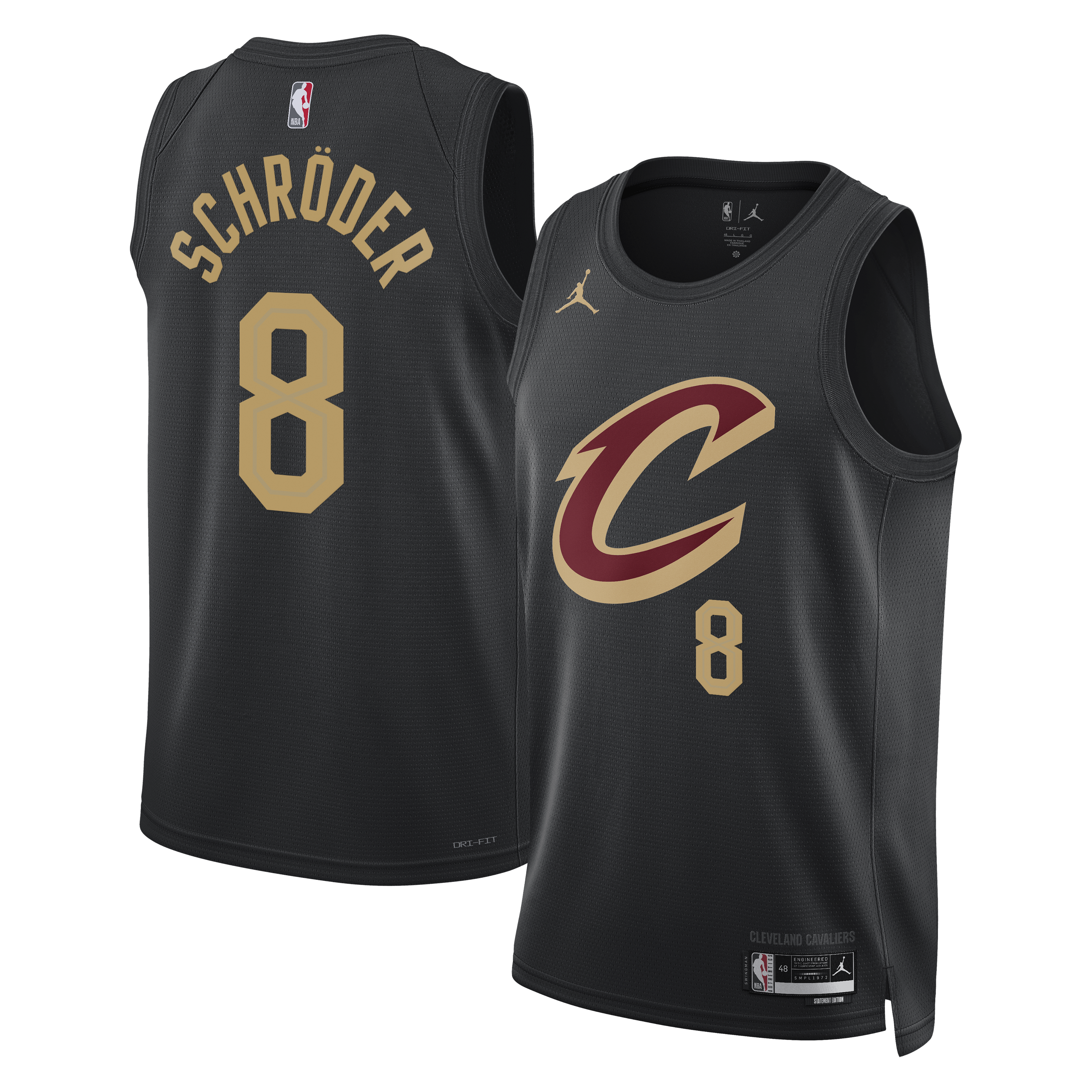 Cleveland Cavaliers Jordan Brand Statement Edition Swingman Jersey - Black - Dennis Schröder - Unisex NBA Team Jersey Basketball Fan Apparel