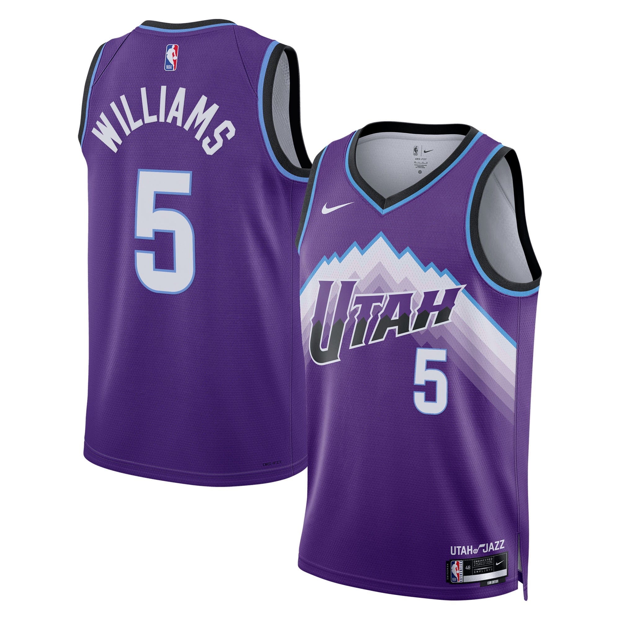 Utah Jazz Nike Replica Icon Edition Swingman Jersey - Purple - Cody Williams - Youth NBA Team Jersey Basketball Fan Apparel