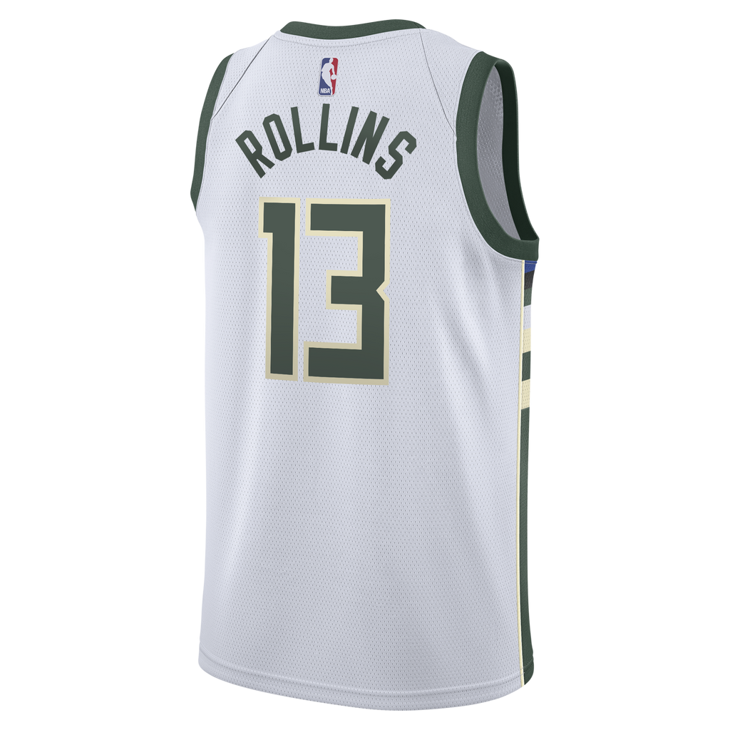 Milwaukee Bucks Nike Association Edition Swingman Jersey - White - Ryan Rollins - Youth NBA Team Jersey Basketball Fan Apparel
