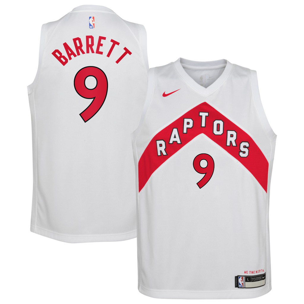 Toronto Raptors Nike Association Edition Swingman Jersey - White - RJ Barrett - Youth NBA Team Jersey Basketball Fan Apparel