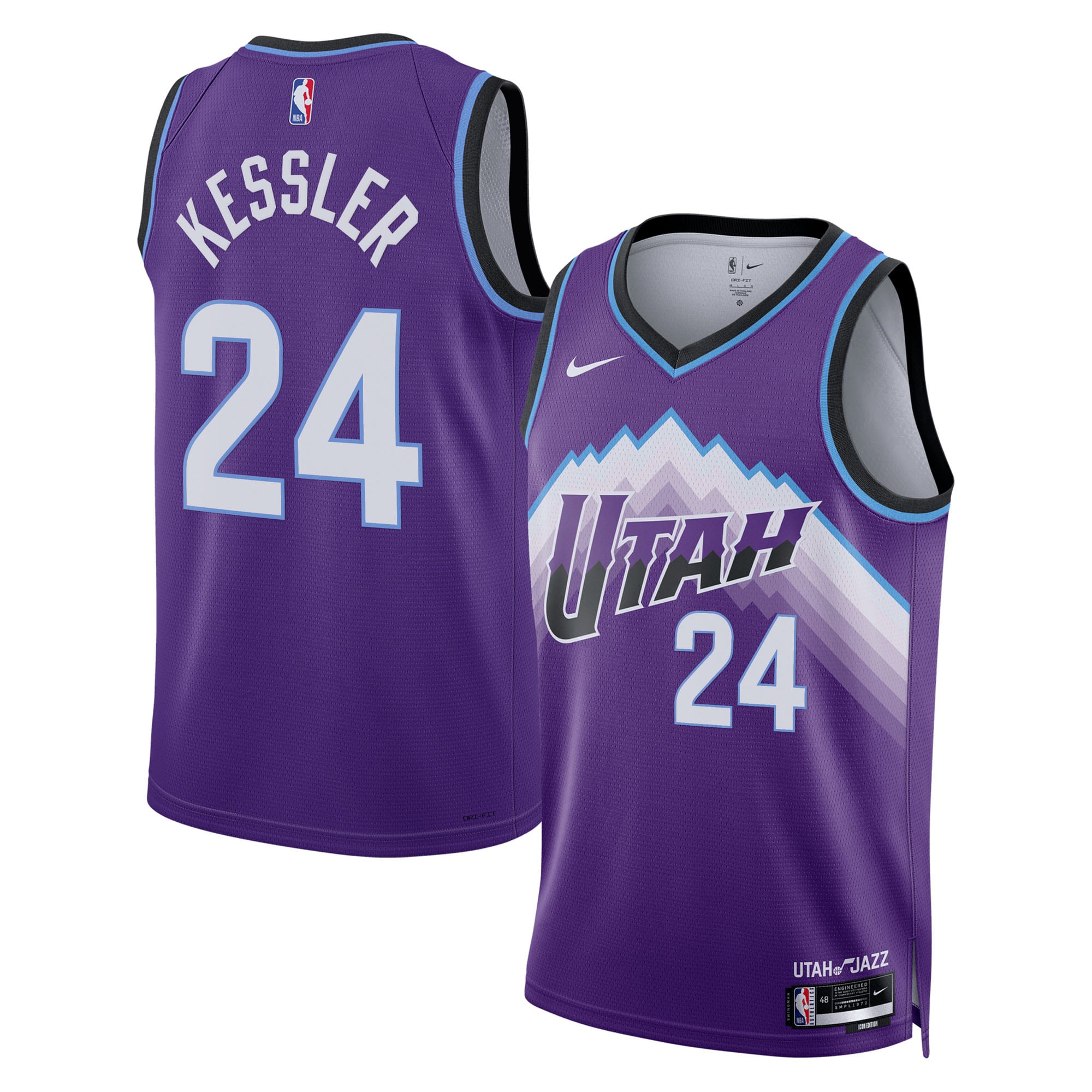 Utah Jazz Nike Replica Icon Edition Swingman Jersey - Purple - Walker Kessler - Youth NBA Team Jersey Basketball Fan Apparel