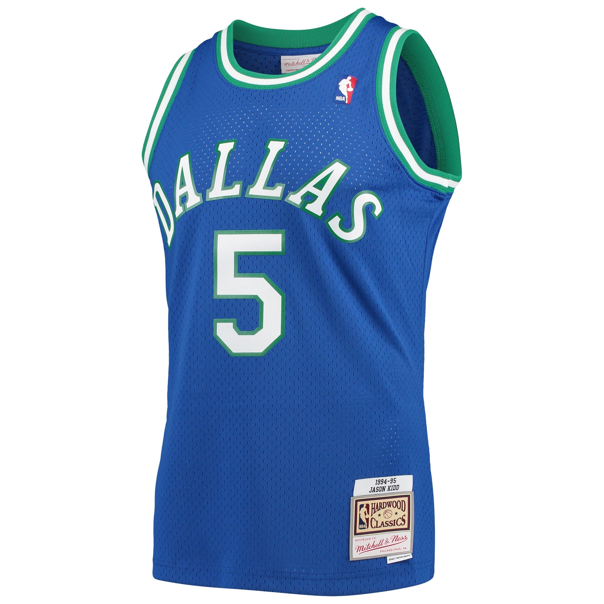 Dallas Mavericks Mitchell & Ness Jason Kidd 1994-95 Hardwood Classics Swingman Player Jersey - Blue - Men's NBA Team Jersey Basketball Fan Apparel