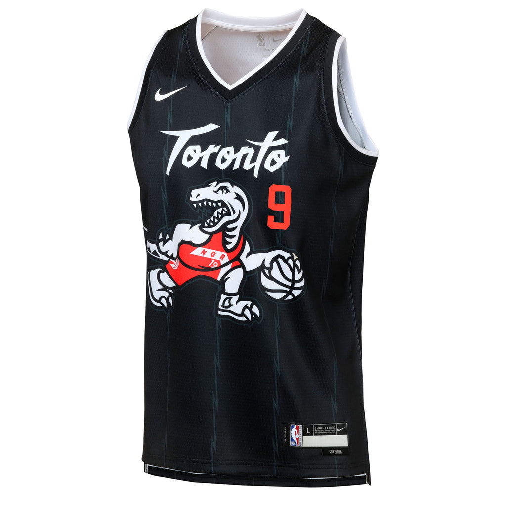 Toronto Raptors Nike 2025/26 City Edition Swingman Jersey - Black - RJ Barrett - Youth NBA Team Jersey Basketball Fan Apparel