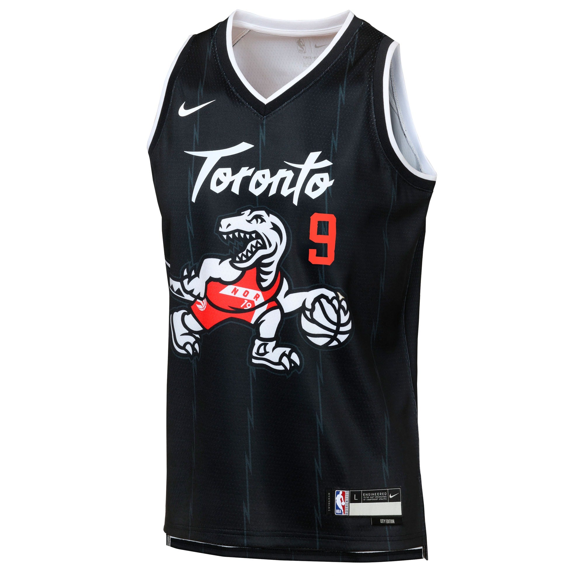 Toronto Raptors Nike 2025/26 City Edition Swingman Jersey - Black - RJ Barrett - Youth NBA Team Jersey Basketball Fan Apparel