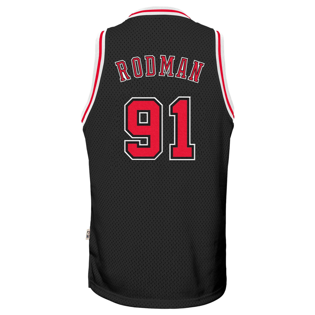 Chicago Bulls Dennis Rodman 1997-98 Hardwood Classics Alernate Swingman Jersey - Black - Youth NBA Team Jersey Basketball Fan Apparel