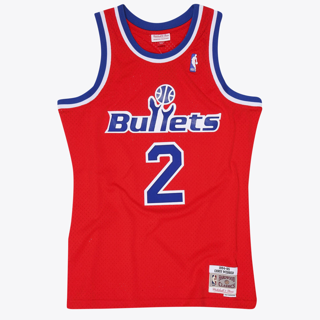 Washington Bullets Mitchell & Ness Chris Webber 1994 Hardwood Classics Road Swingman Jersey - Scarlett - Men's NBA Team Jersey Basketball Fan Apparel