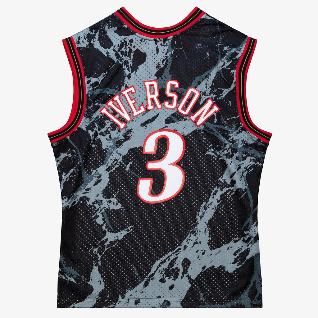 Philadelphia 76ers Mitchell & Ness Allen Iverson 2000 Team Marble Swingman Jersey - Black NBA Team Jersey Basketball Fan Apparel