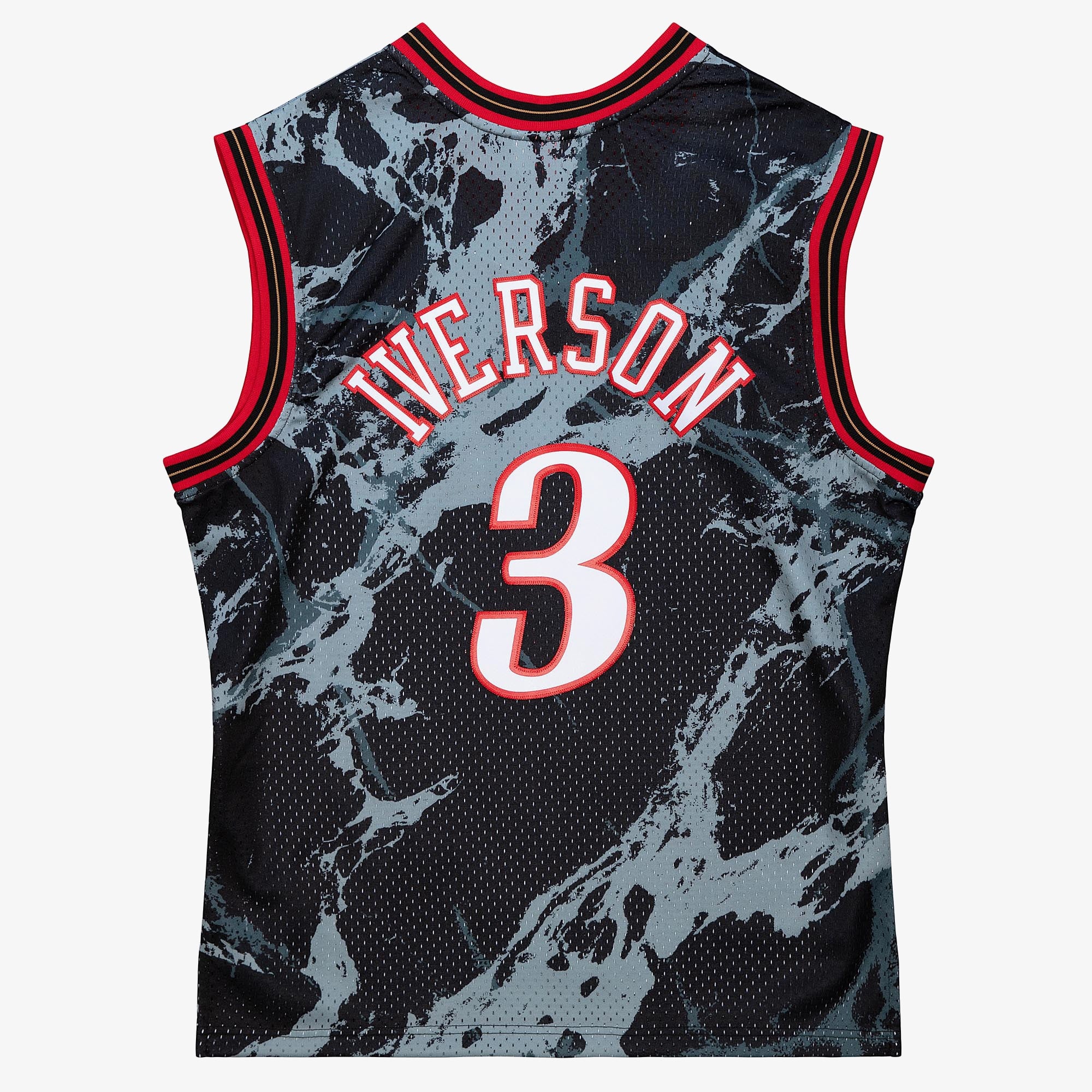 Philadelphia 76ers Mitchell & Ness Allen Iverson 2000 Team Marble Swingman Jersey - Black NBA Team Jersey Basketball Fan Apparel
