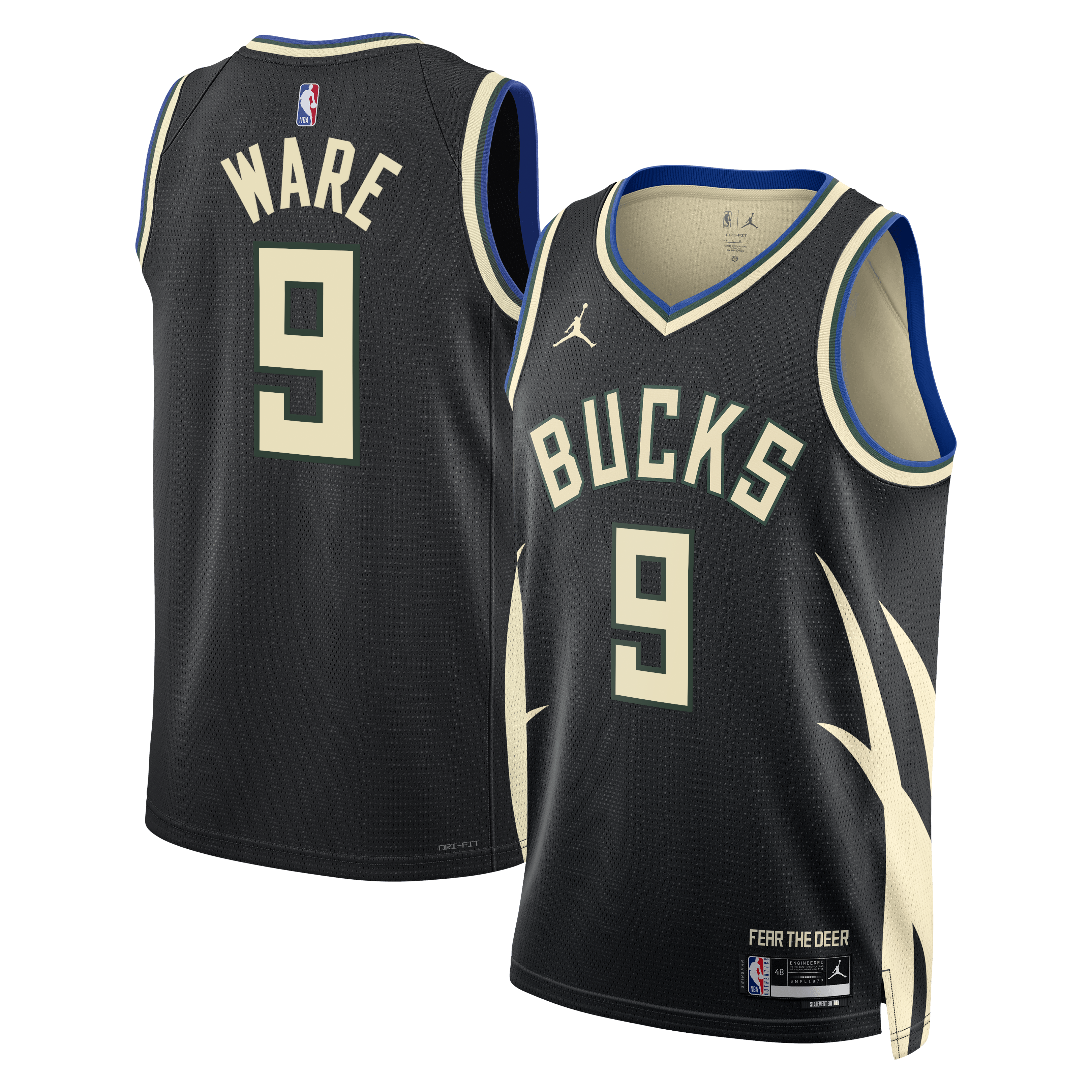 Milwaukee Bucks Jordan Brand Statement Edition Swingman Jersey - Hunter Green - Kel'el Ware - Unisex NBA Team Jersey Basketball Fan Apparel