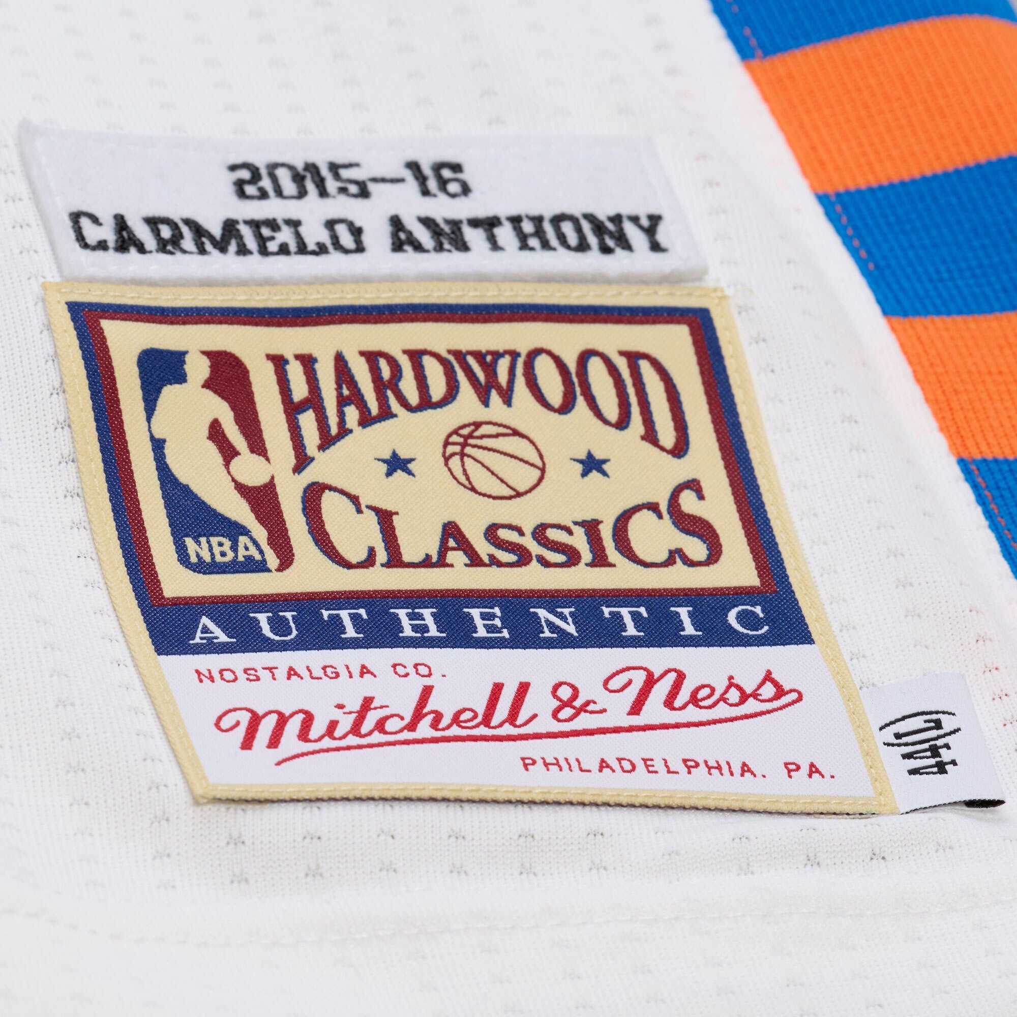 New York Knicks Mitchell & Ness Carmelo Anthony 2015-16 Hardwood Classics Authentic Jersey - White - Men's NBA Team Jersey Basketball Fan Apparel