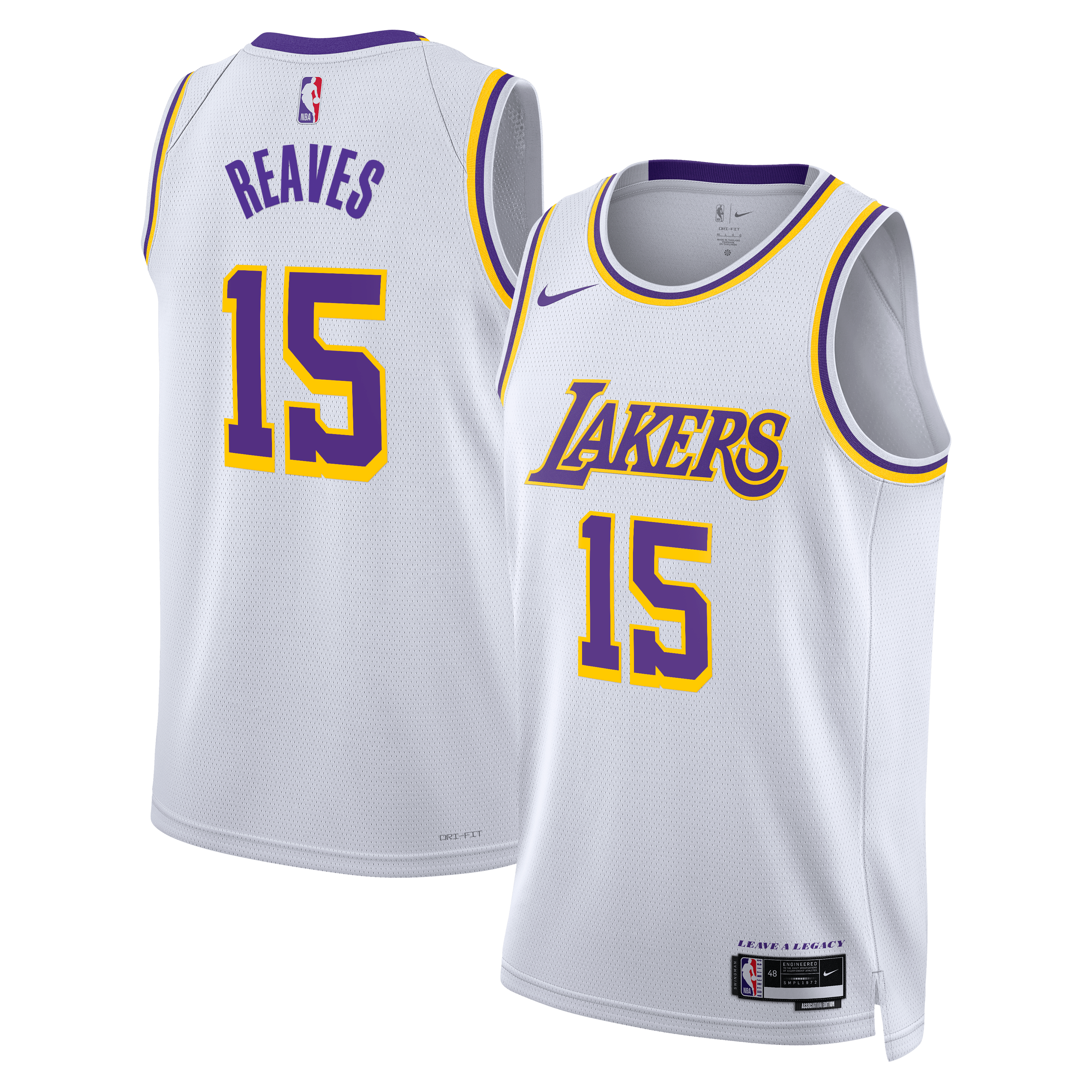 Los Angeles Lakers Nike Association Edition Swingman Jersey - White - Austin Reaves - Unisex NBA Team Jersey Basketball Fan Apparel