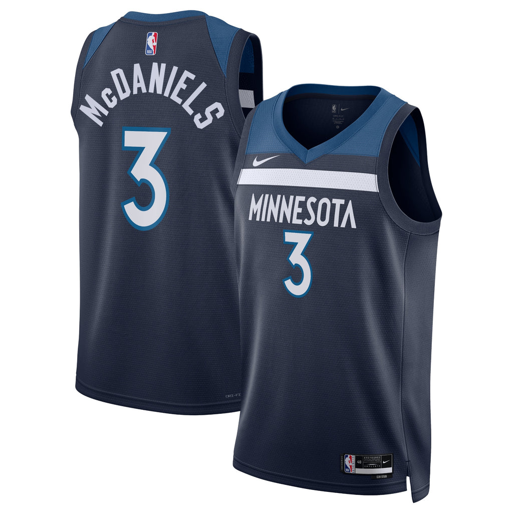 Minnesota Timberwolves Nike Icon Edition Swingman Jersey - Navy - Jaden McDaniels - Unisex NBA Team Jersey Basketball Fan Apparel