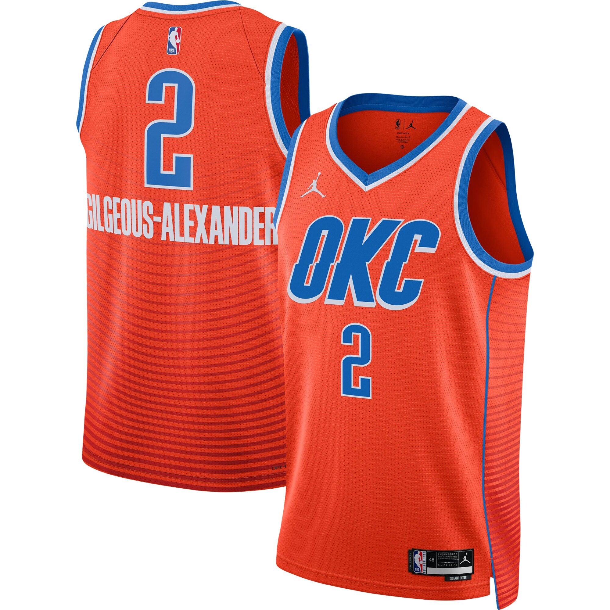 Oklahoma City Thunder Nike Replica Statement Swingman Jersey - Shai Gilgeous-Alexander - Unisex NBA Team Jersey Basketball Fan Apparel