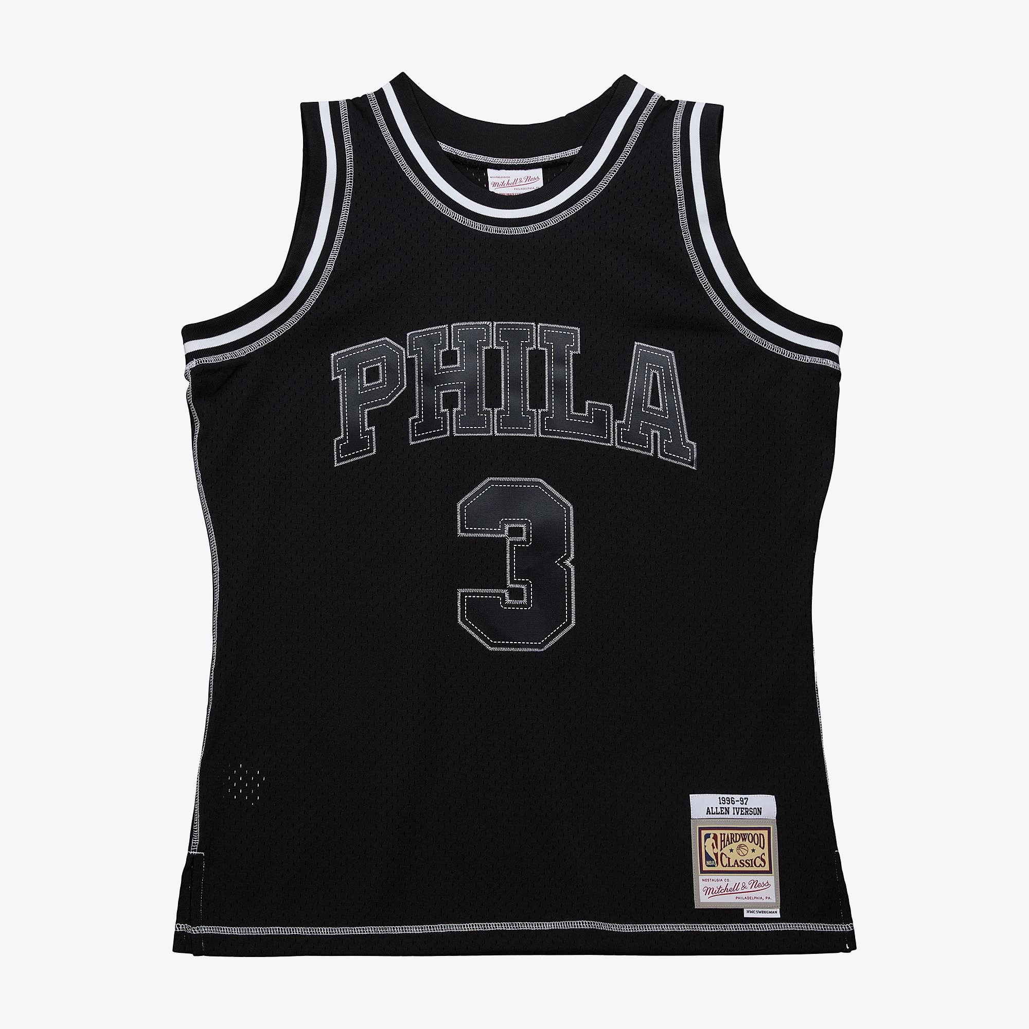 Philadelphia 76ers Mitchell & Ness Allen Iverson 1996 Contrast 2K Swingman Jersey - Black NBA Team Jersey Basketball Fan Apparel