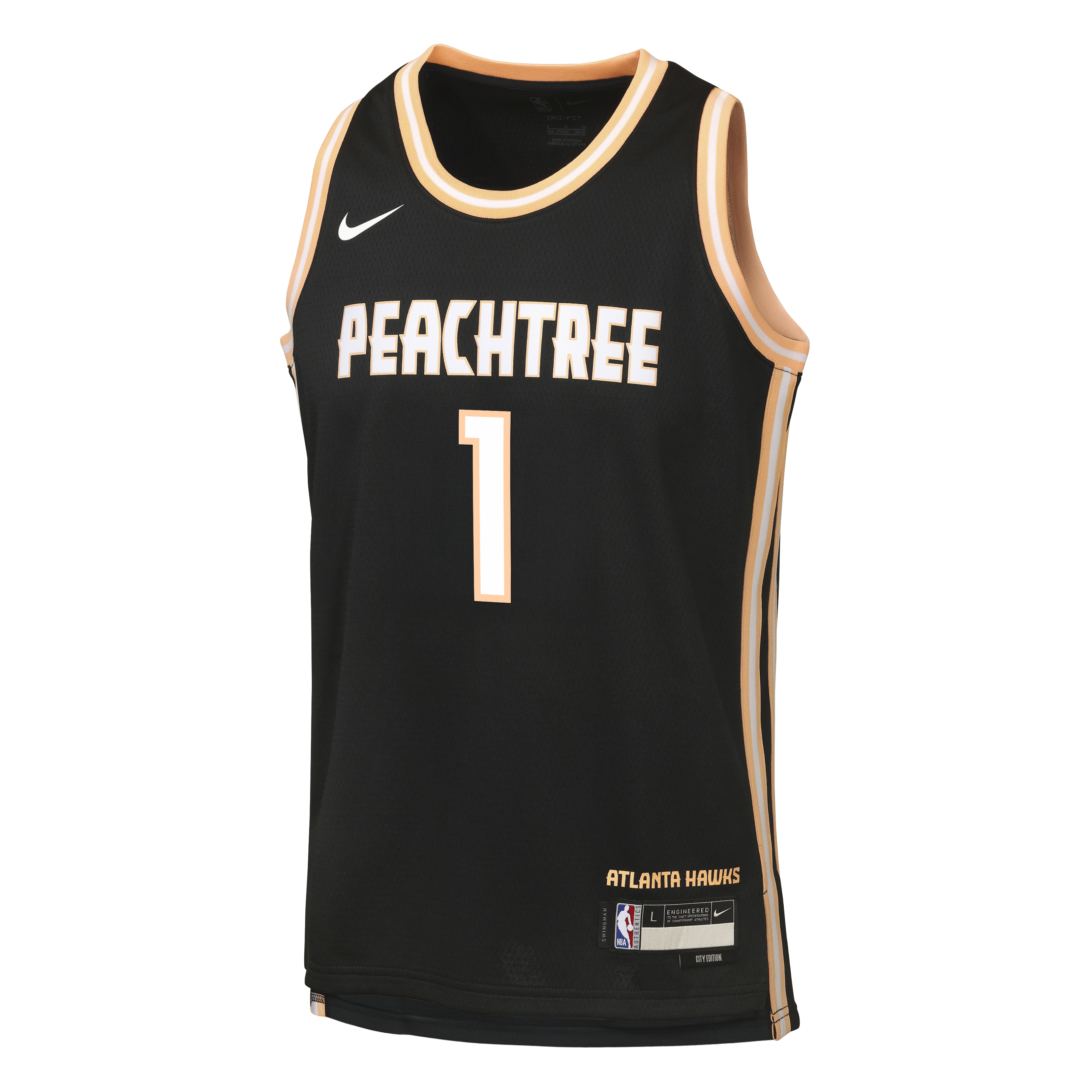 Nike Atlanta Hawks 2025/26 Nike City Edition Swingman Jersey - Black - Jalen Johnson - Youth NBA Team Jersey Basketball Fan Apparel