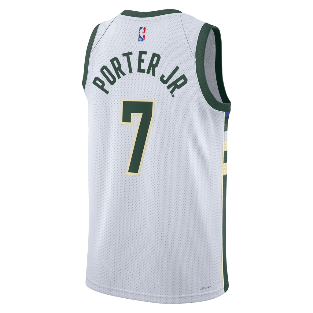 Milwaukee Bucks Nike Association Edition Swingman Jersey - White - Kevin Porter Jr. - Unisex NBA Team Jersey Basketball Fan Apparel