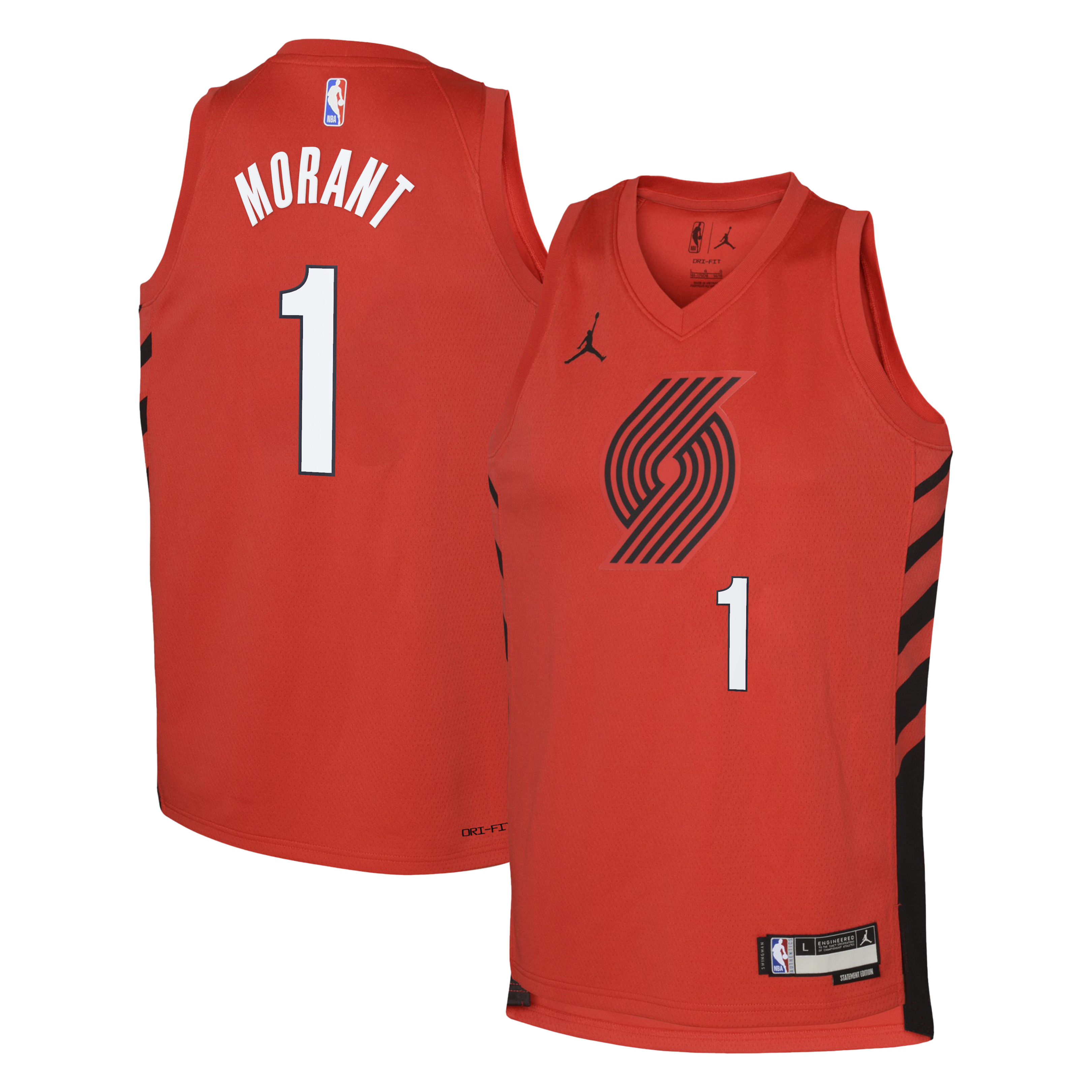 Portland Trail Blazers Jordan Brand Statement Edition Swingman Jersey - Red - Ja Morant - Youth NBA Team Jersey Basketball Fan Apparel
