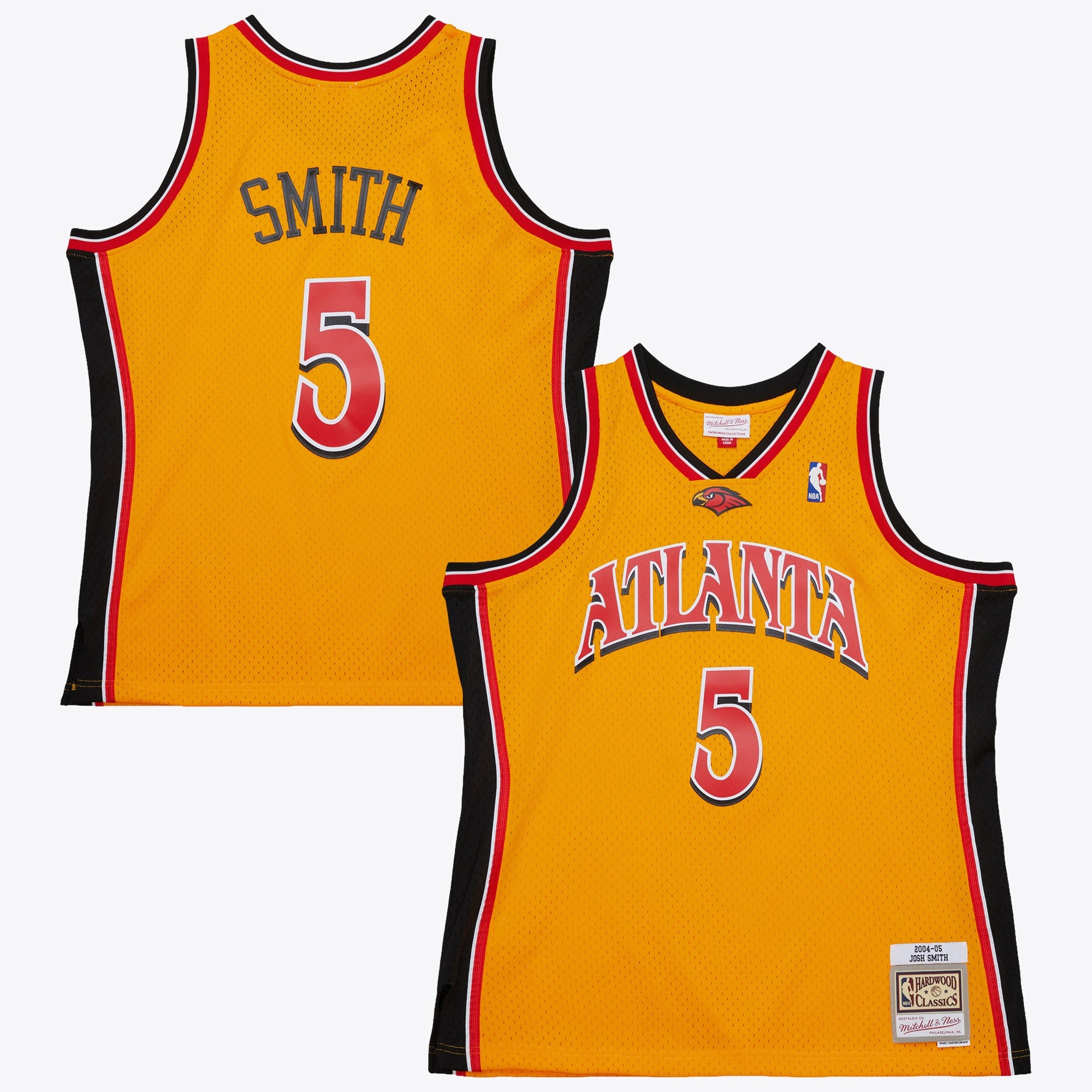 Atlanta Hawks Mitchell & Ness Josh Smith 2004 Alternate Authentic Jersey - Yellow NBA Team Jersey Basketball Fan Apparel