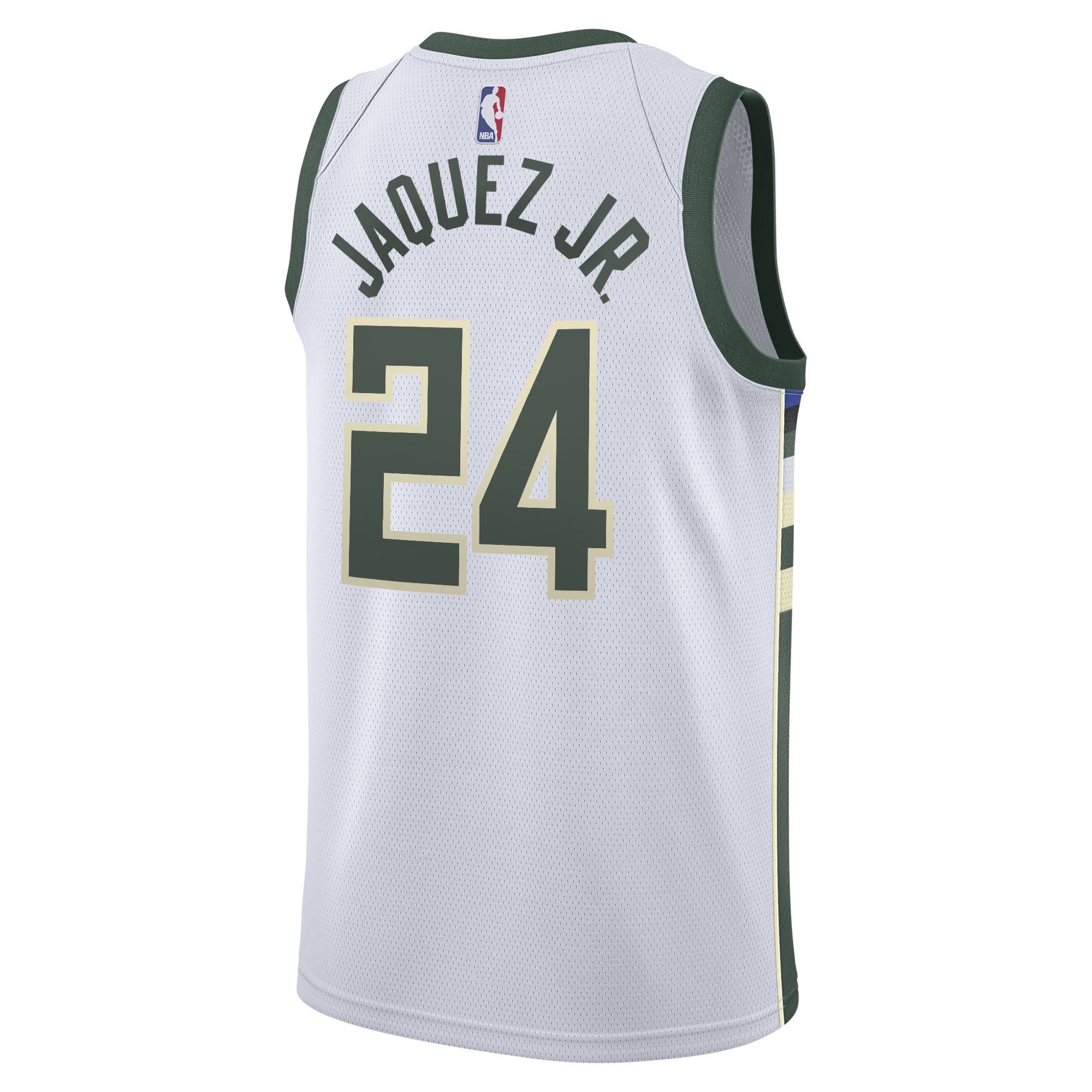 Milwaukee Bucks Nike Association Edition Swingman Jersey - White - Jaime Jaquez Jr. - Youth NBA Team Jersey Basketball Fan Apparel