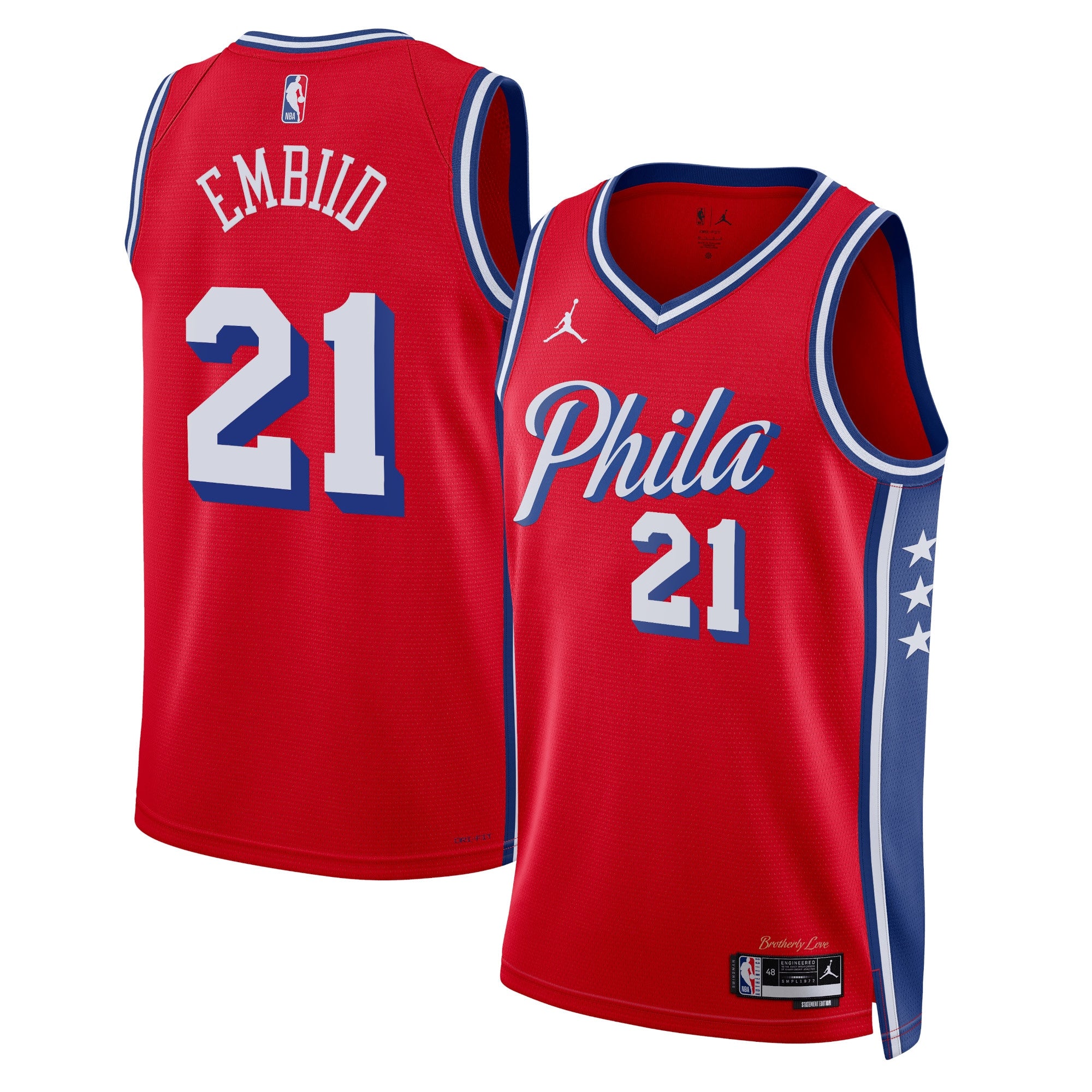 Philadelphia 76ers Jordan Statement Edition Swingman Jersey - Red - Joel Embiid - Unisex NBA Team Jersey Basketball Fan Apparel