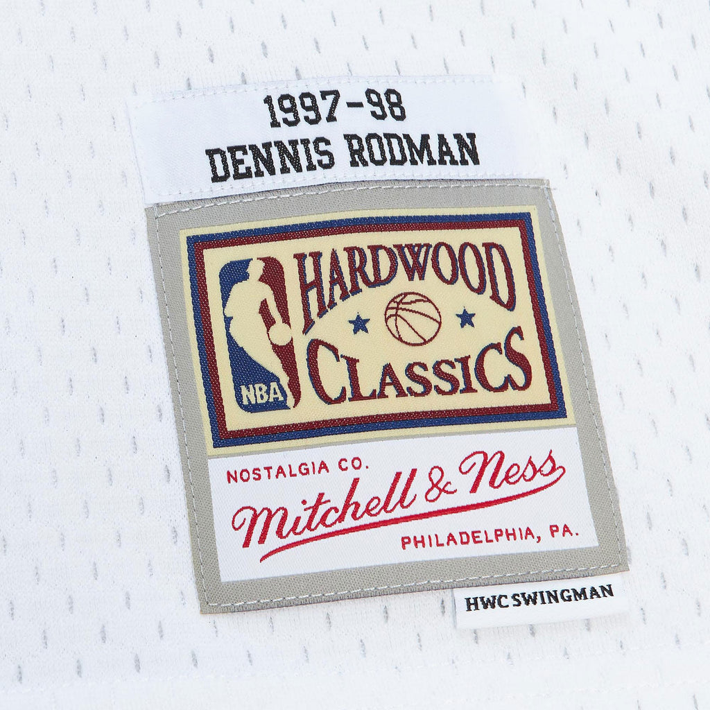 Chicago Bulls Mitchell & Ness Dennis Rodman 1997 Cracked Cement Swingman Jersey - White NBA Team Jersey Basketball Fan Apparel