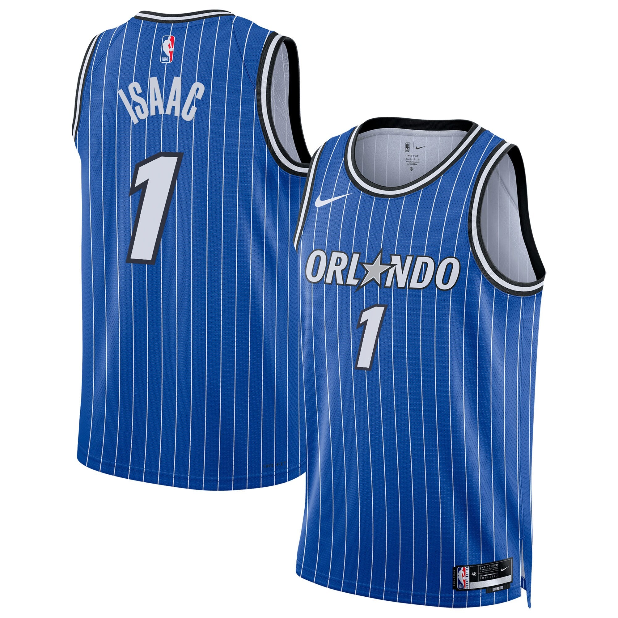 Orlando Magic Nike Replica Icon Edition Swingman Jersey - Blue - Jonathan Isaac - Unisex NBA Team Jersey Basketball Fan Apparel