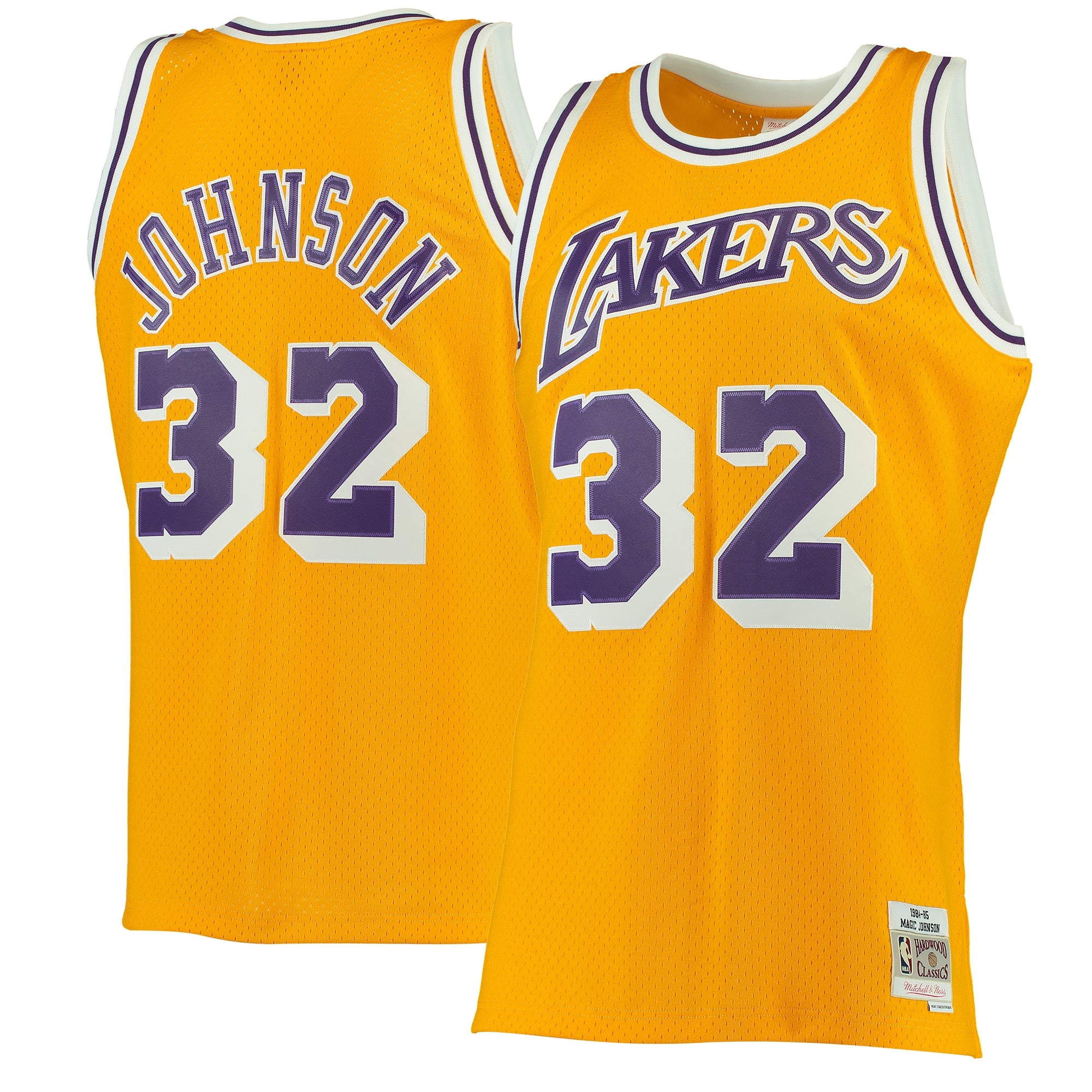 Los Angeles Lakers Mitchell & Ness Magic Johnson 1984-85 Hardwood Classics Swingman Jersey - Gold - Men's NBA Team Jersey Basketball Fan Apparel