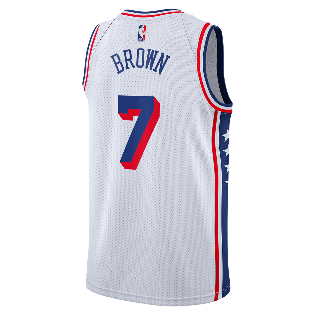 Philadelphia 76ers Nike Association Edition Swingman Jersey - White - Jaylen Brown - Youth NBA Team Jersey Basketball Fan Apparel