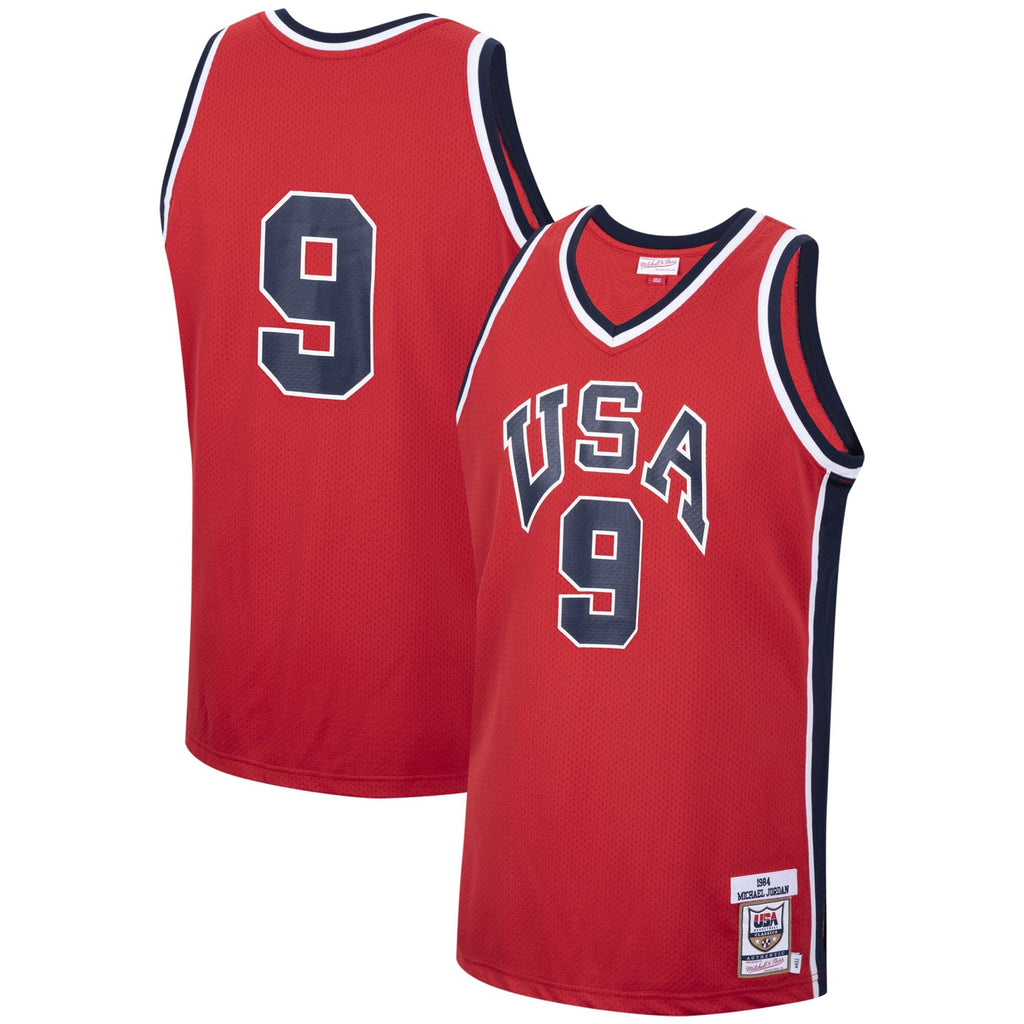 USA 1984 Michael Jordan USA Basketball Mitchell & Ness Authentic Alternate Jersey - Red - Men's NBA Team Jersey Basketball Fan Apparel