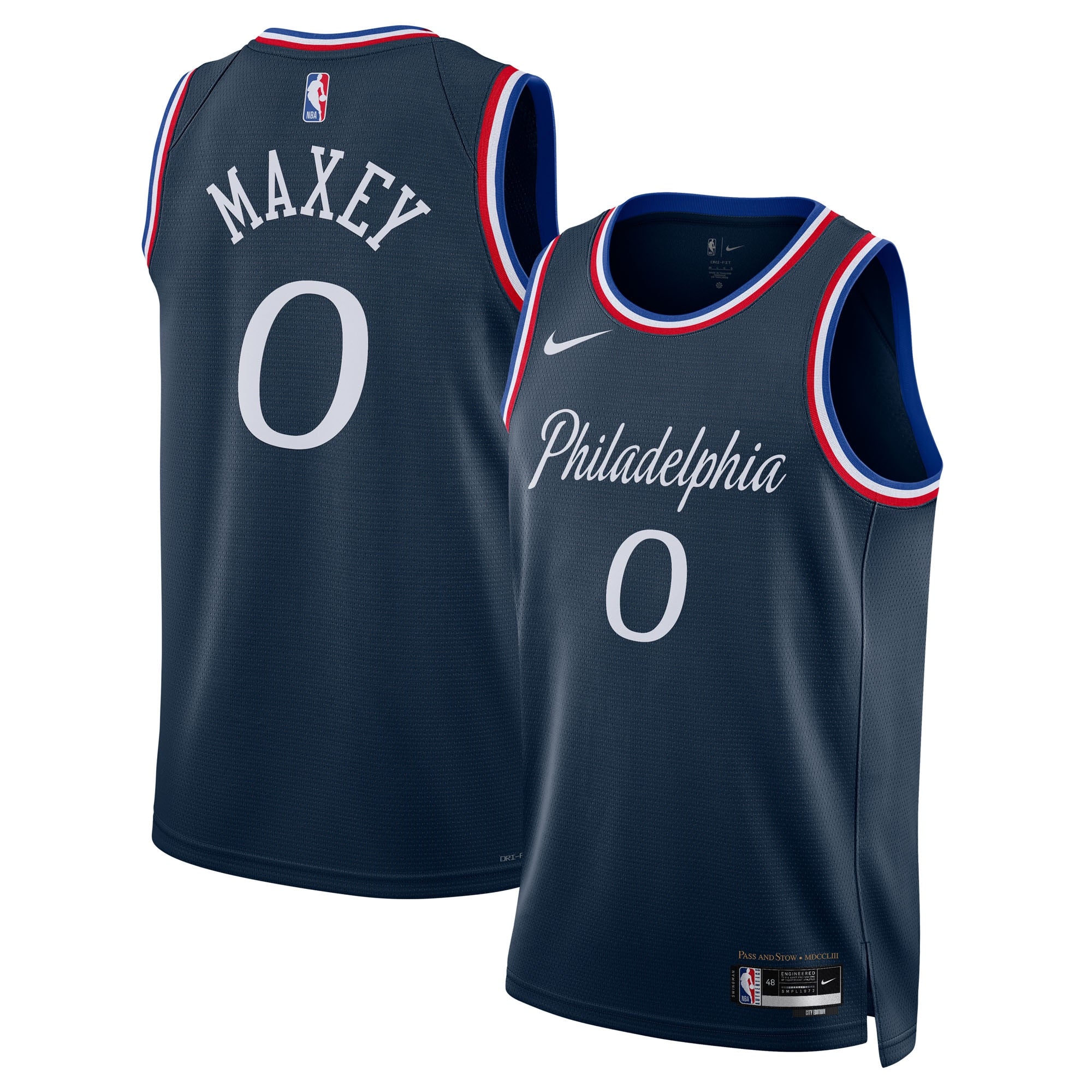 Philadelphia 76ers Nike 2025/26 City Edition Swingman Jersey - Navy - Tyrese Maxey - Unisex NBA Team Jersey Basketball Fan Apparel