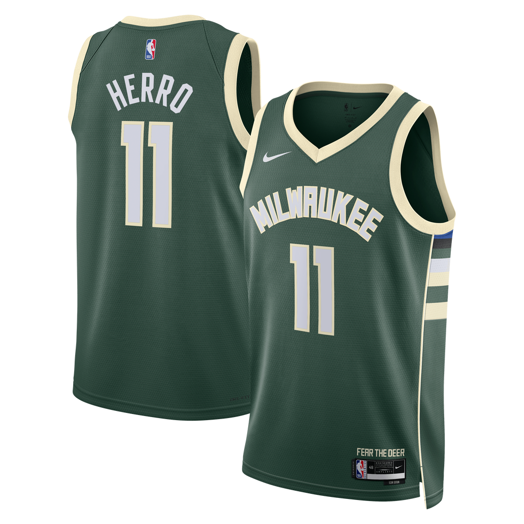 Milwaukee Bucks Nike Icon Edition Swingman Jersey - Hunter Green - Tyler Herro - Unisex NBA Team Jersey Basketball Fan Apparel