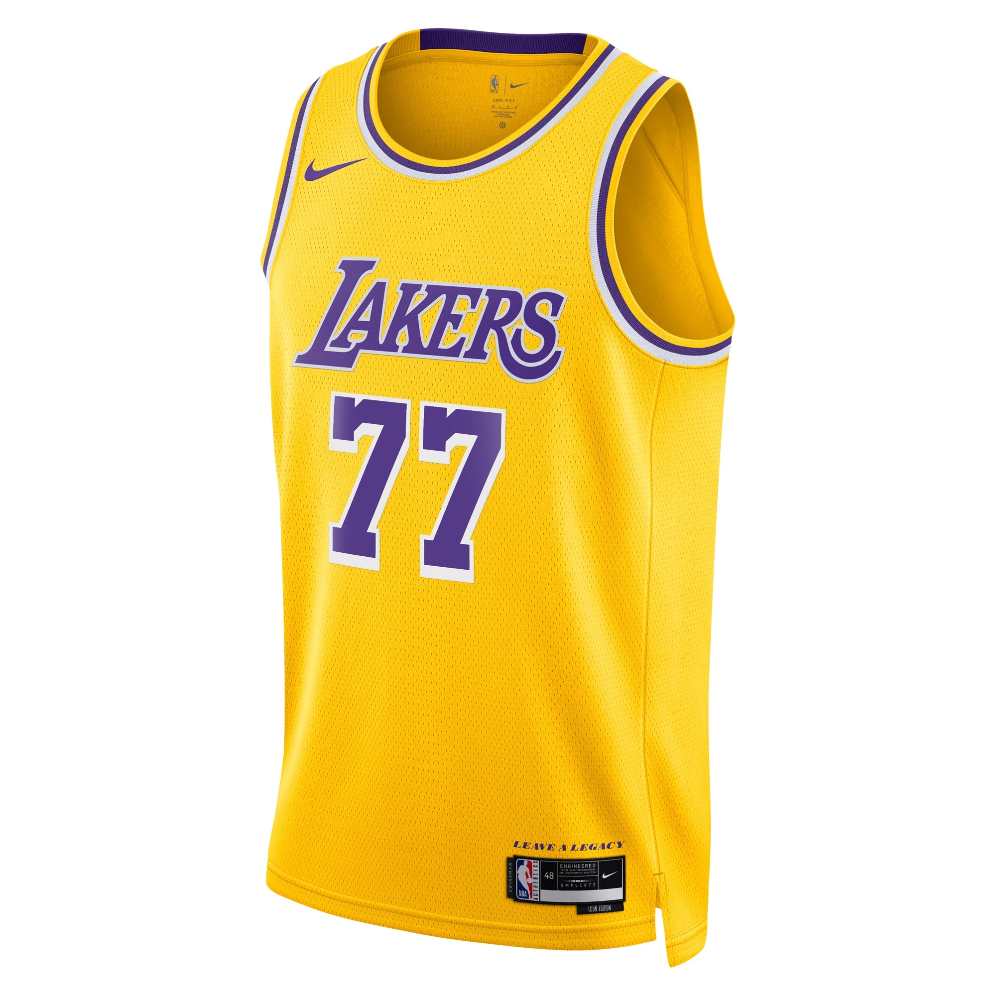 Los Angeles Lakers Nike Icon Edition Swingman Jersey - Gold - Luka Dončić - Unisex NBA Team Jersey Basketball Fan Apparel