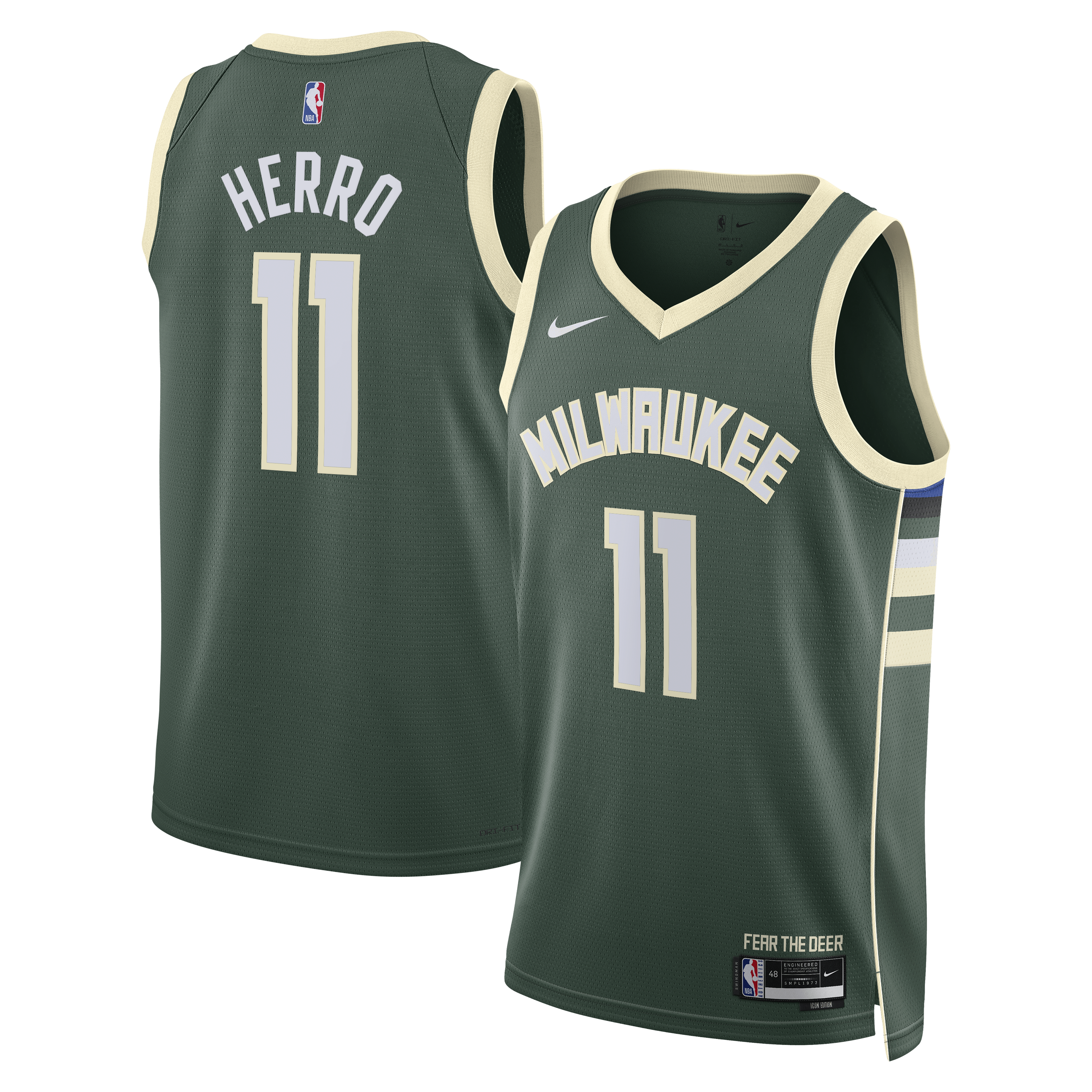 Milwaukee Bucks Nike Icon Edition Swingman Jersey - Hunter Green - Tyler Herro - Unisex NBA Team Jersey Basketball Fan Apparel