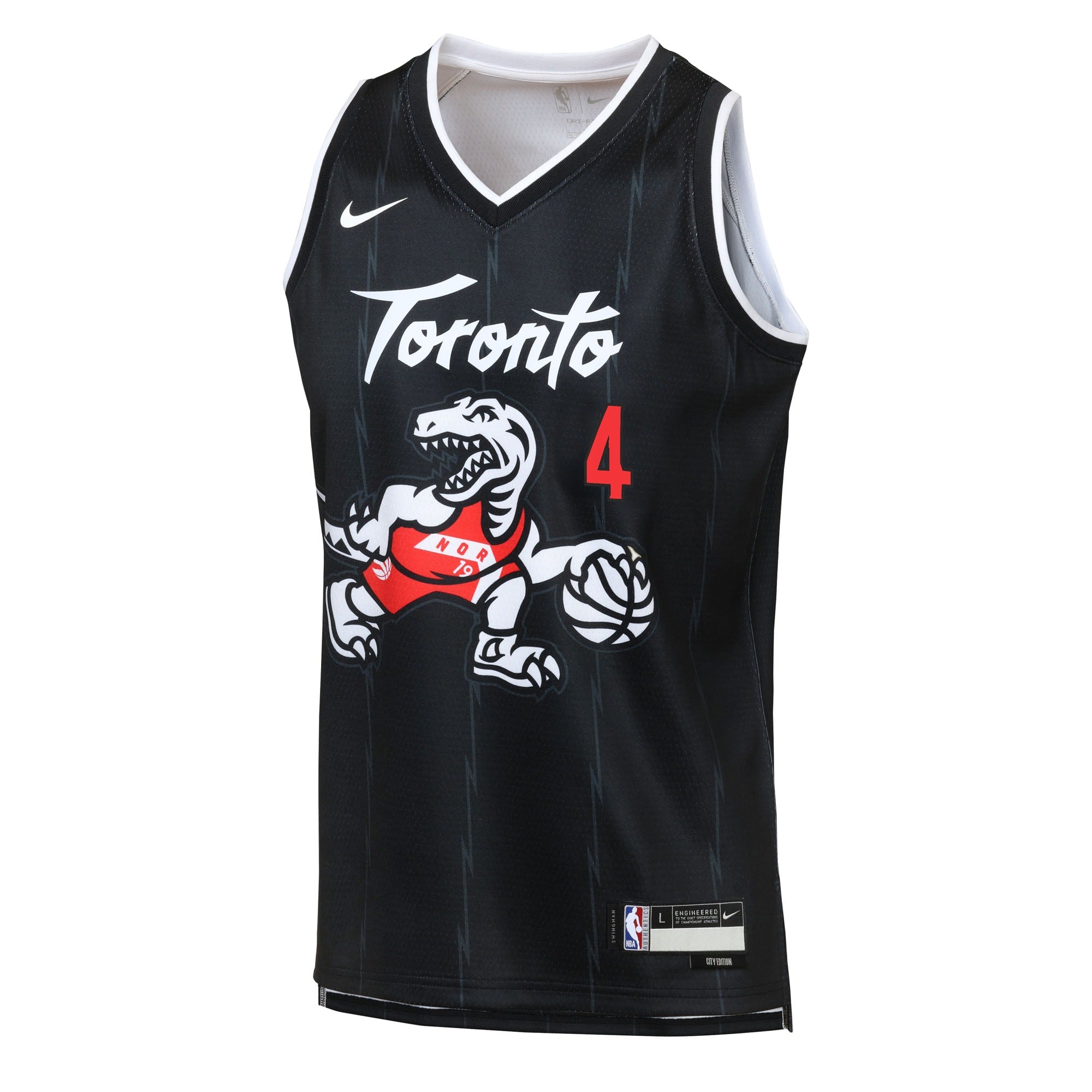 Toronto Raptors Nike 2025/26 City Edition Swingman Jersey - Black - Scottie Barnes - Youth NBA Team Jersey Basketball Fan Apparel