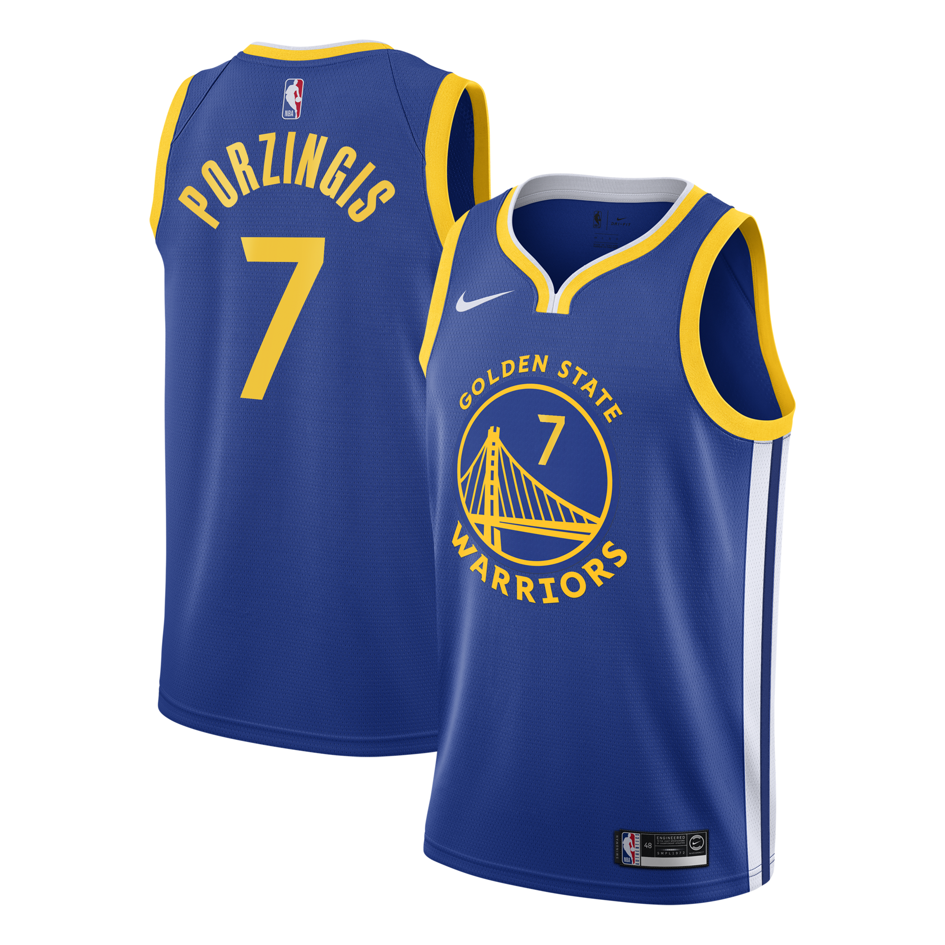 Golden State Warriors Nike Icon Edition Swingman Jersey - Royal - Kristaps Porziņģis - Youth NBA Team Jersey Basketball Fan Apparel