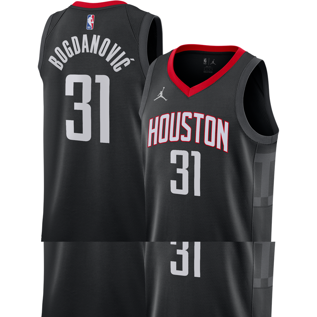 Houston Rockets Jordan Brand Statement Edition Swingman Jersey - Black - Bogdan Bogdanović - Youth NBA Team Jersey Basketball Fan Apparel