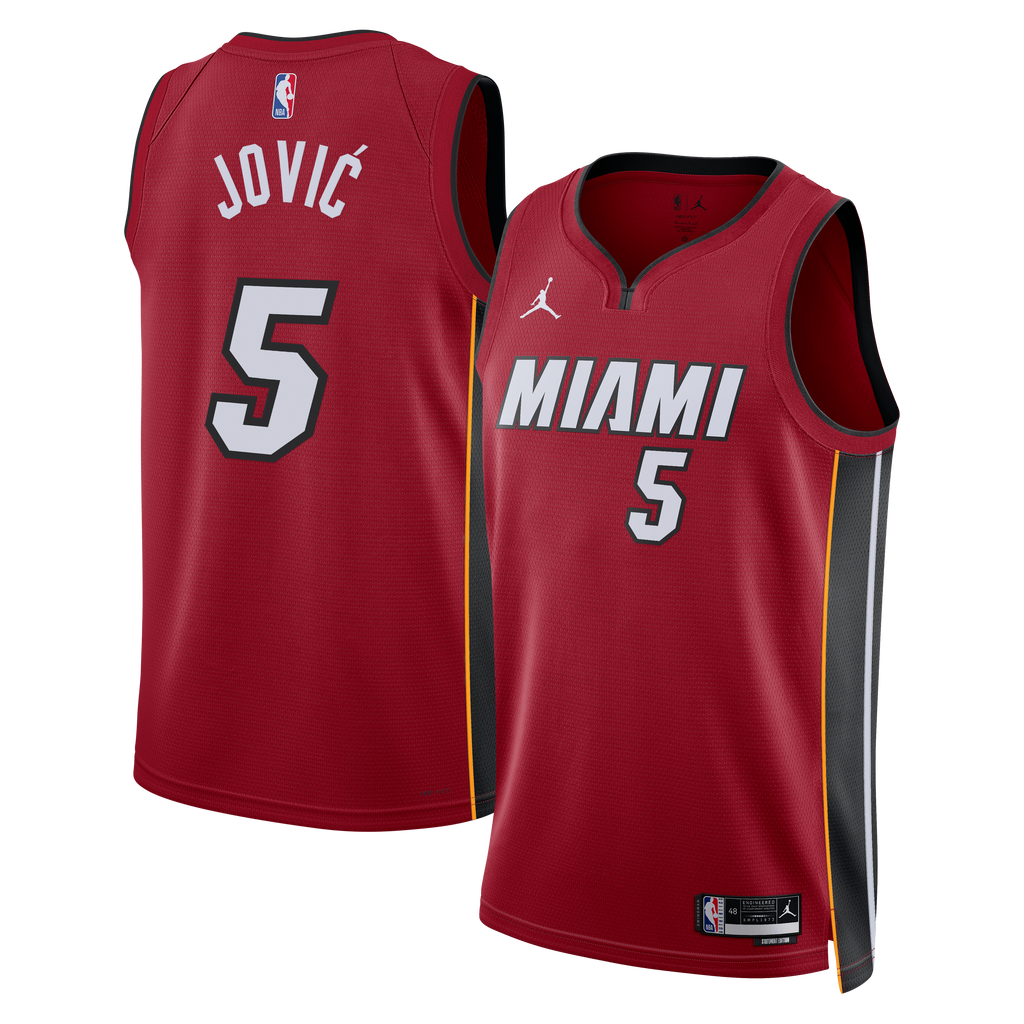 Miami Heat Jordan Brand Statement Edition Swingman Jersey - Red - Nikola Jović - Unisex NBA Team Jersey Basketball Fan Apparel