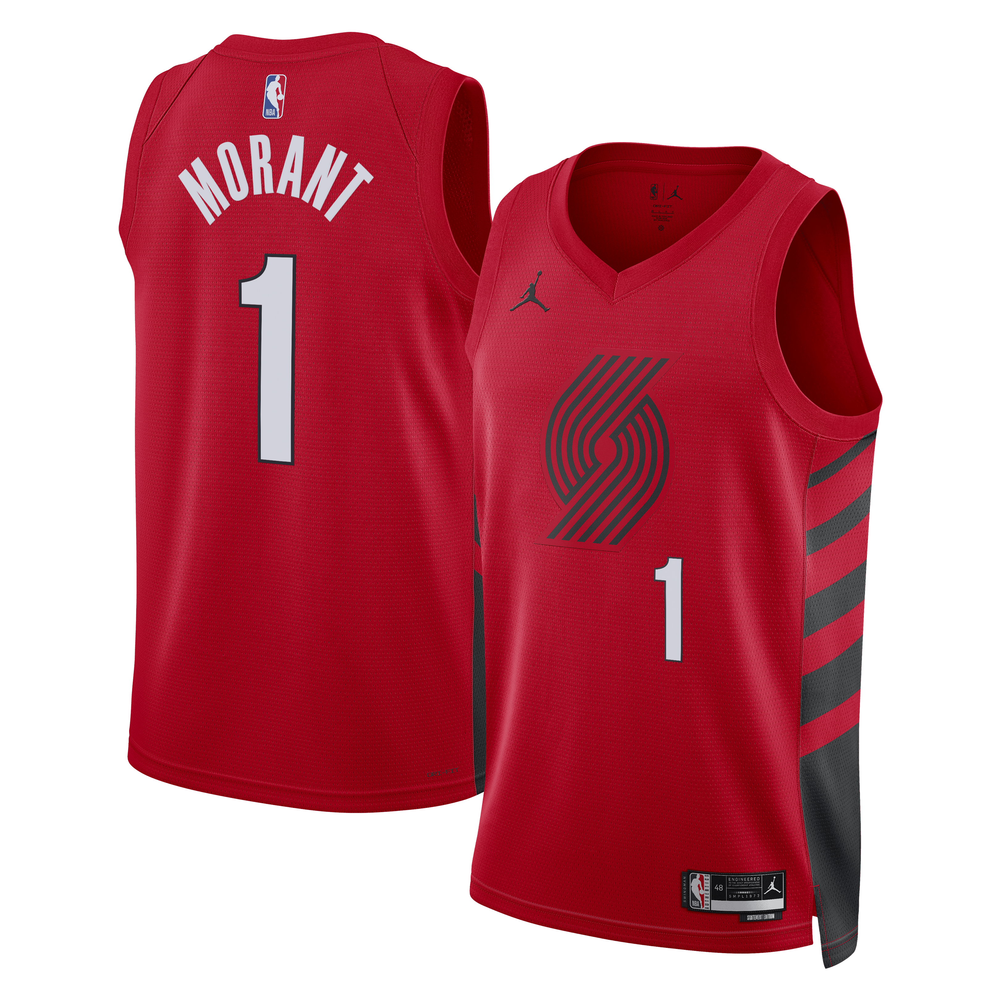 Portland Trail Blazers Jordan Brand Statement Edition Swingman Jersey - Red - Ja Morant - Unisex NBA Team Jersey Basketball Fan Apparel