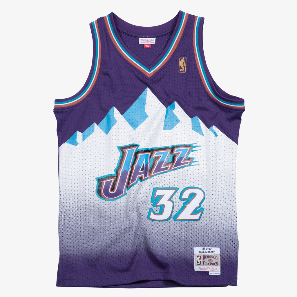 Utah Jazz Mitchell & Ness Karl Malone 1996 Swingman Road Authentic Jersey - Purple NBA Team Jersey Basketball Fan Apparel